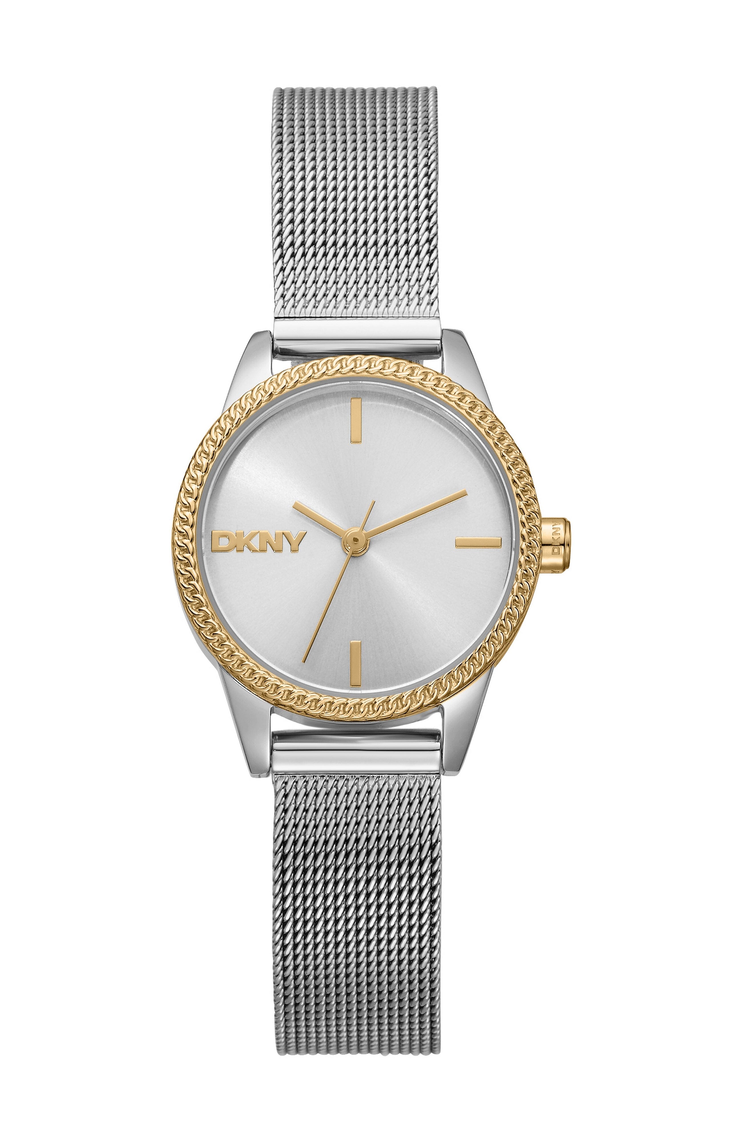 DK1L113M0095 Women's Milanese Silver Dial Two-Tone Stainless Steel Bracelet Watch DKNY 