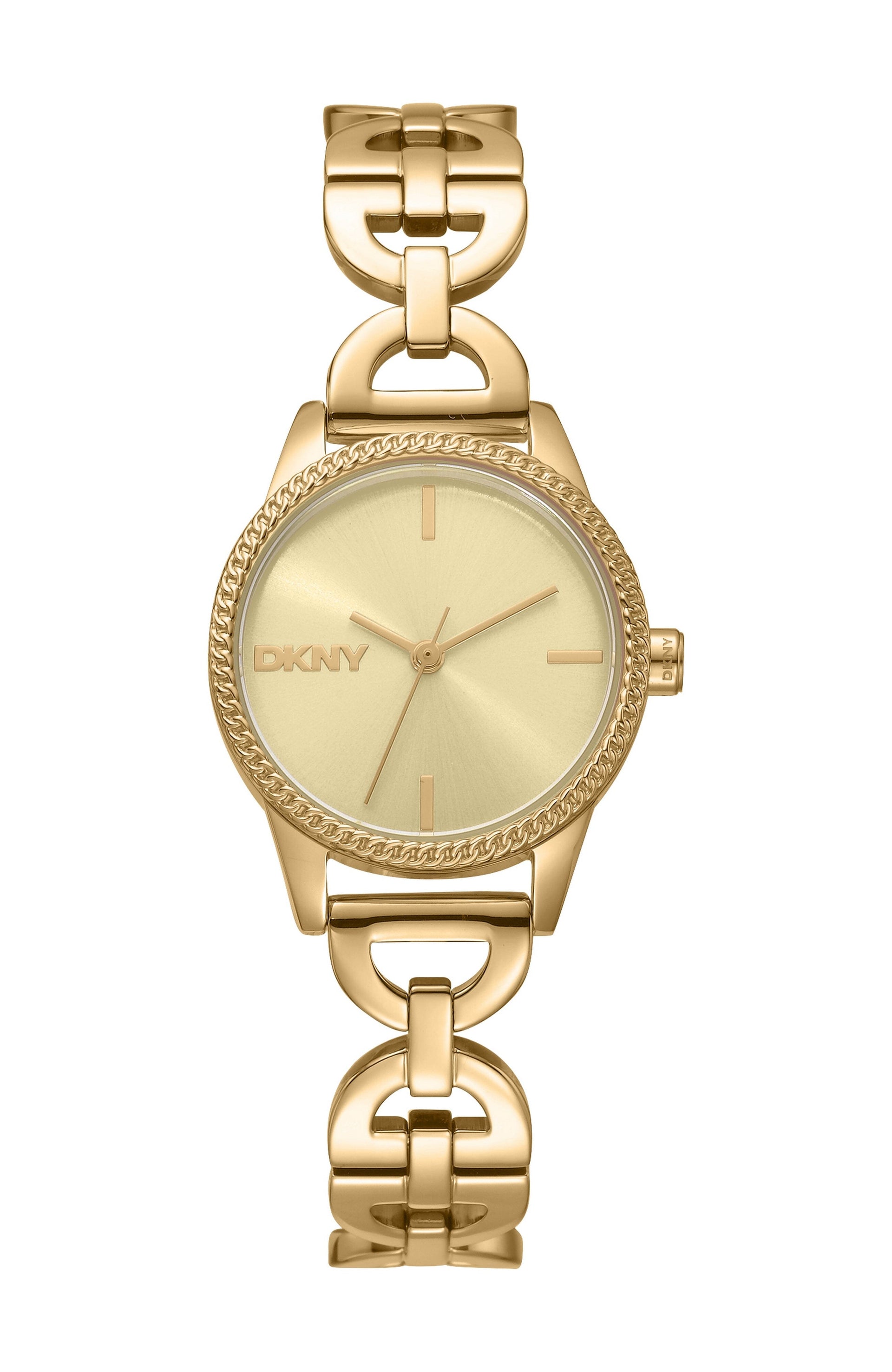 DK1L113M0245 Women's Open Link Champagne Dial Gold-Tone Stainless Steel Bracelet Watch DKNY 