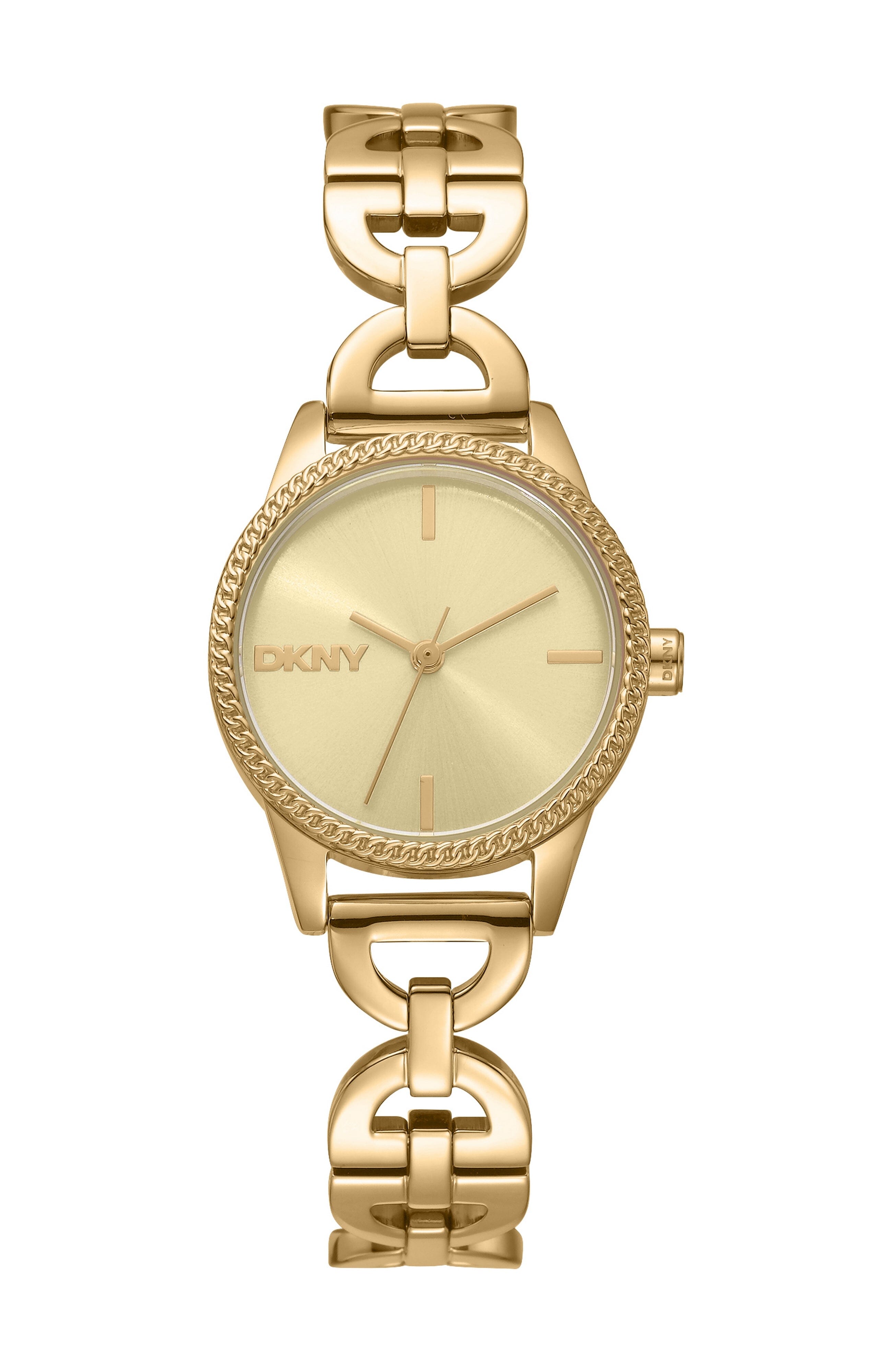 DK1L113M0245 Women's Open Link Champagne Dial Gold-Tone Stainless Steel Bracelet Watch DKNY 