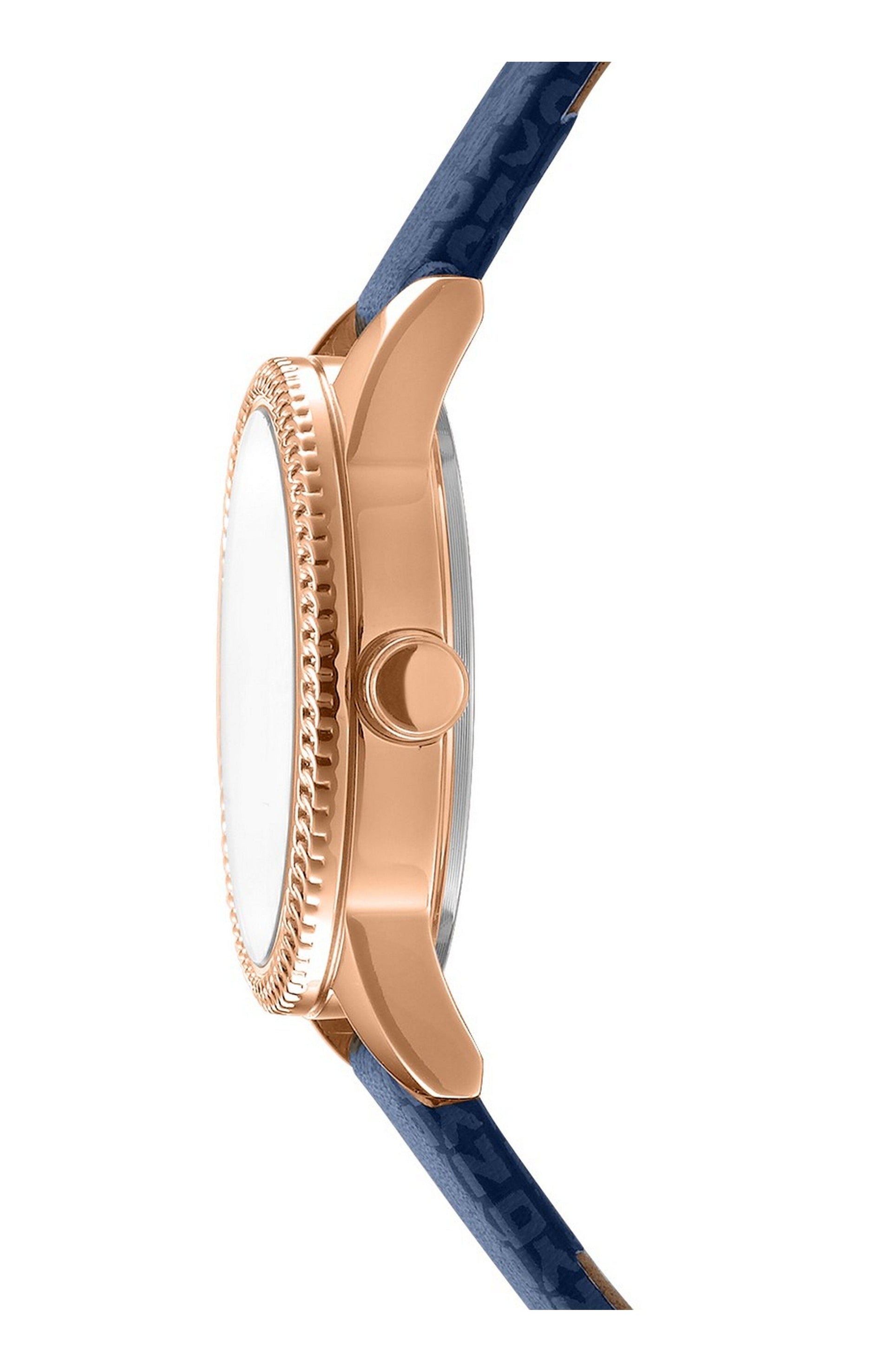 DK1L113P0035 Women's Milanese Dark Blue Dial Dark Blue Strap Rose Gold-Tone Stainless Steel DKNY 
