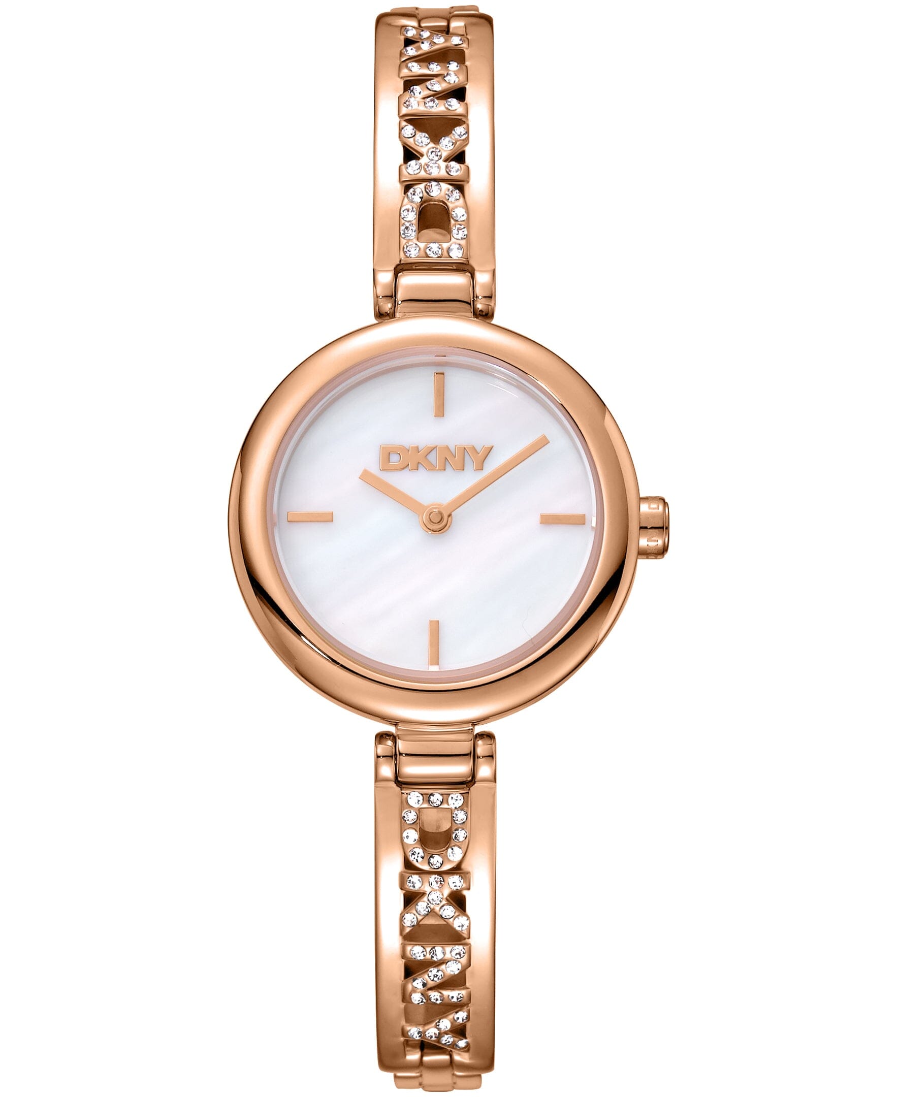 DK1L115M0235 DKNY Women's Red-Gold Tone Stainless Steel Crystal Accented Jewelry Bracelet Watch 26mm Watches DKNY 