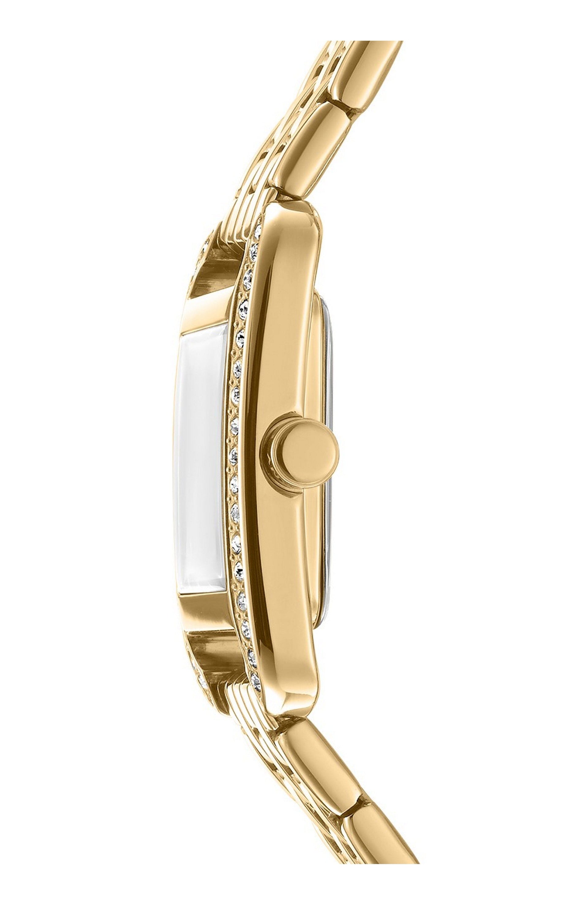 DK1L117M0035 Women's Signature Shape Silver Dial Gold-Tone Stainless Steel Braclet Watch DKNY 