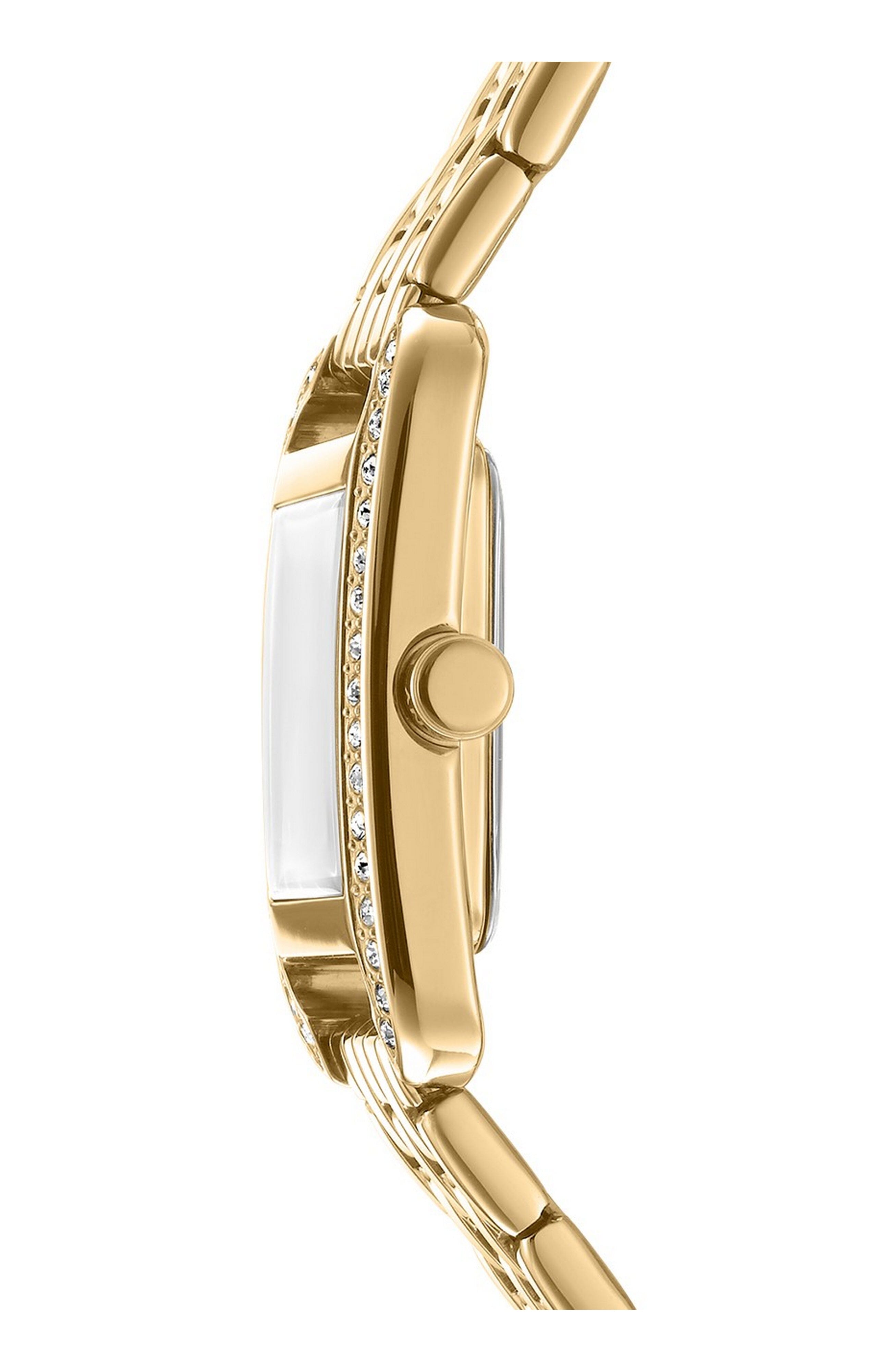 DK1L117M0035 Women's Signature Shape Silver Dial Gold-Tone Stainless Steel Braclet Watch DKNY 