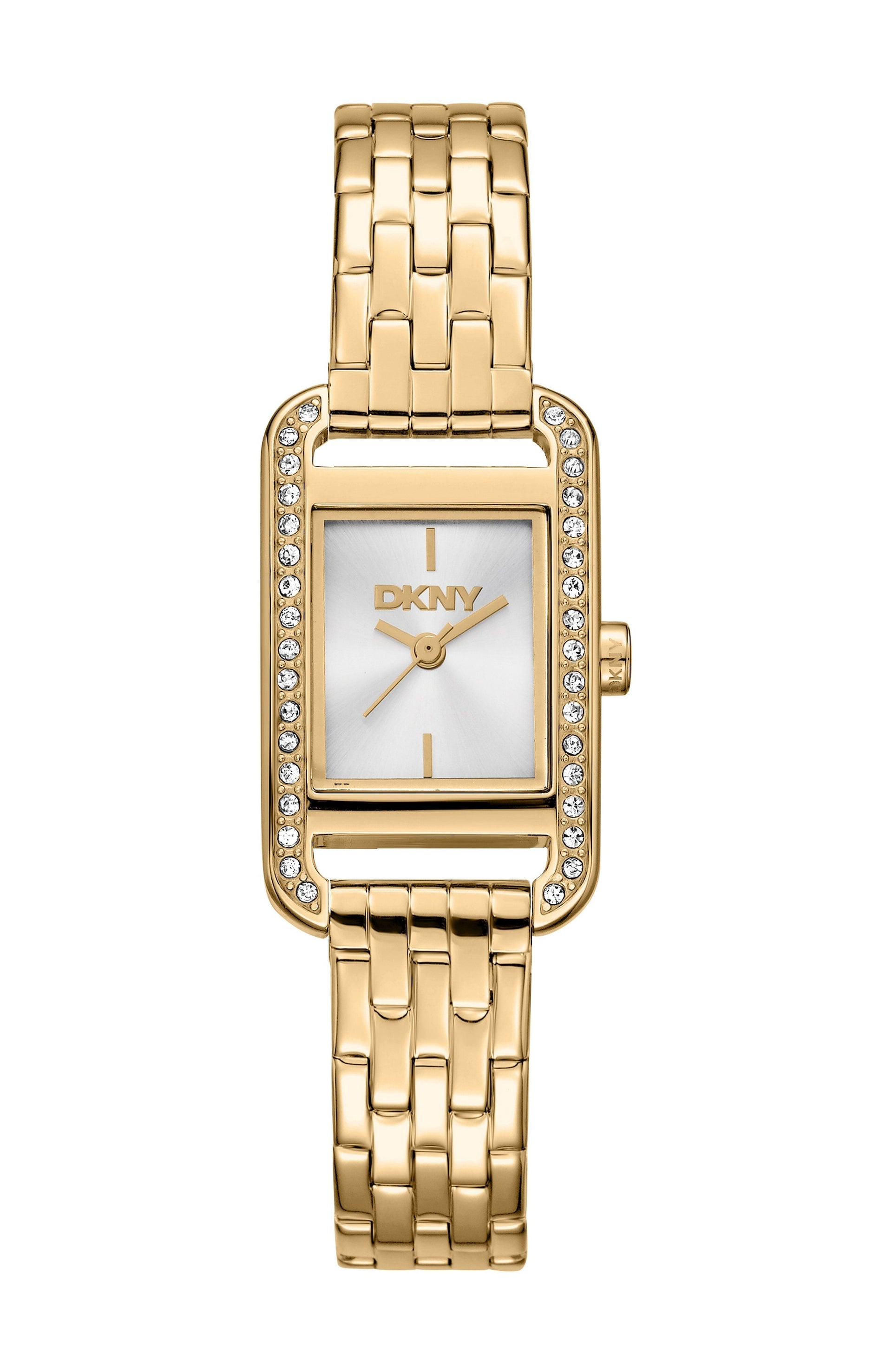 DK1L117M0035 Women's Signature Shape Silver Dial Gold-Tone Stainless Steel Braclet Watch DKNY 