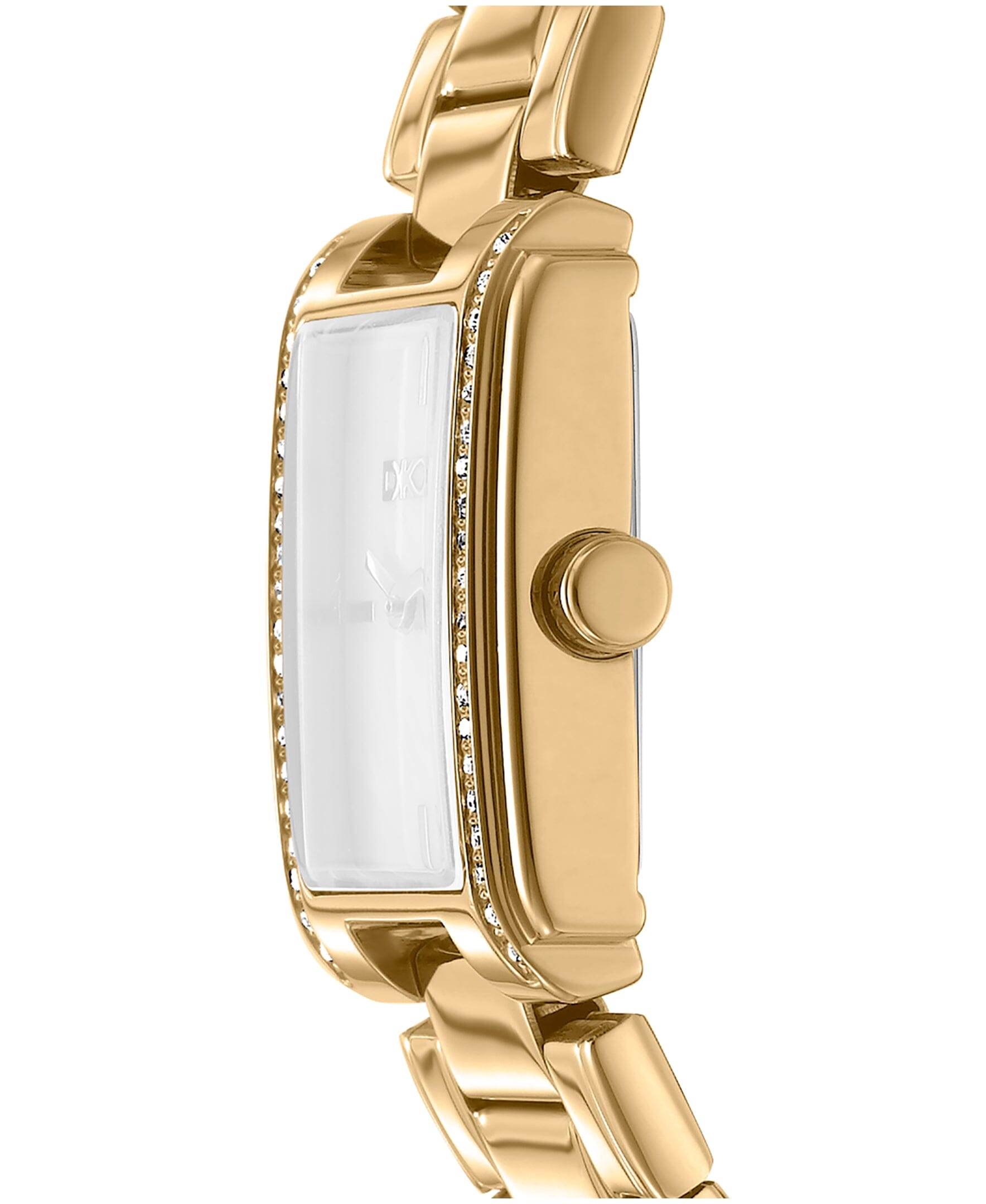DK1L122M0055 DKNY Women's Crystal Accented Case Gold-Tone Stainless Steel Bracelet Watch 23 x 30mm Watches DKNY 
