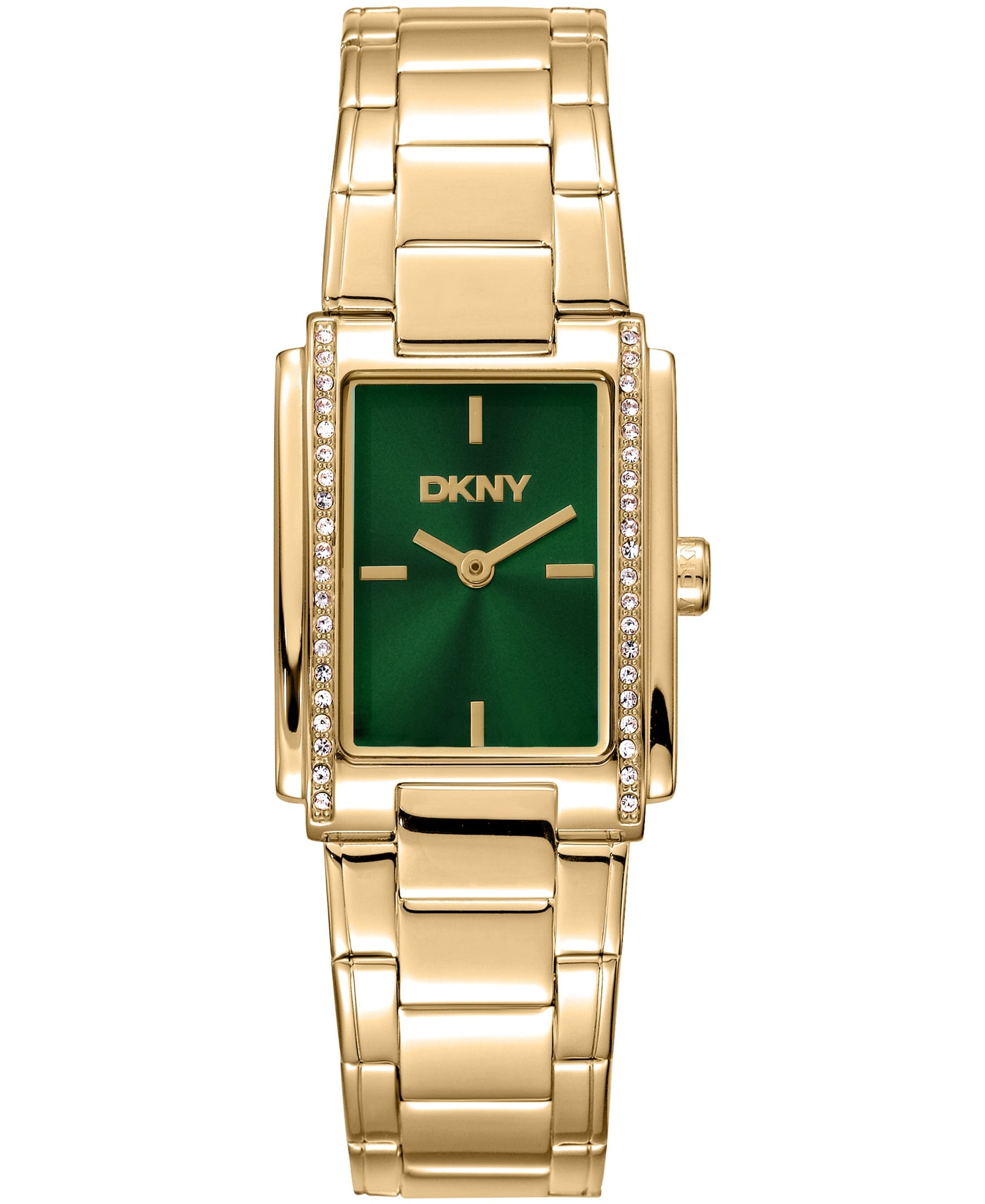 DK1L122M0055 DKNY Women's Crystal Accented Case Gold-Tone Stainless Steel Bracelet Watch 23 x 30mm Watches DKNY 