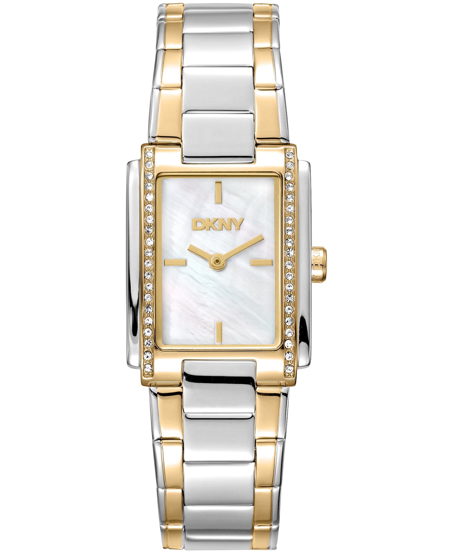 DK1L122M0075 DKNY Women's Crystal Accented Case Two-Tone Gold Stainless Steel Bracelet Watch 23 x 30mm Watches DKNY 