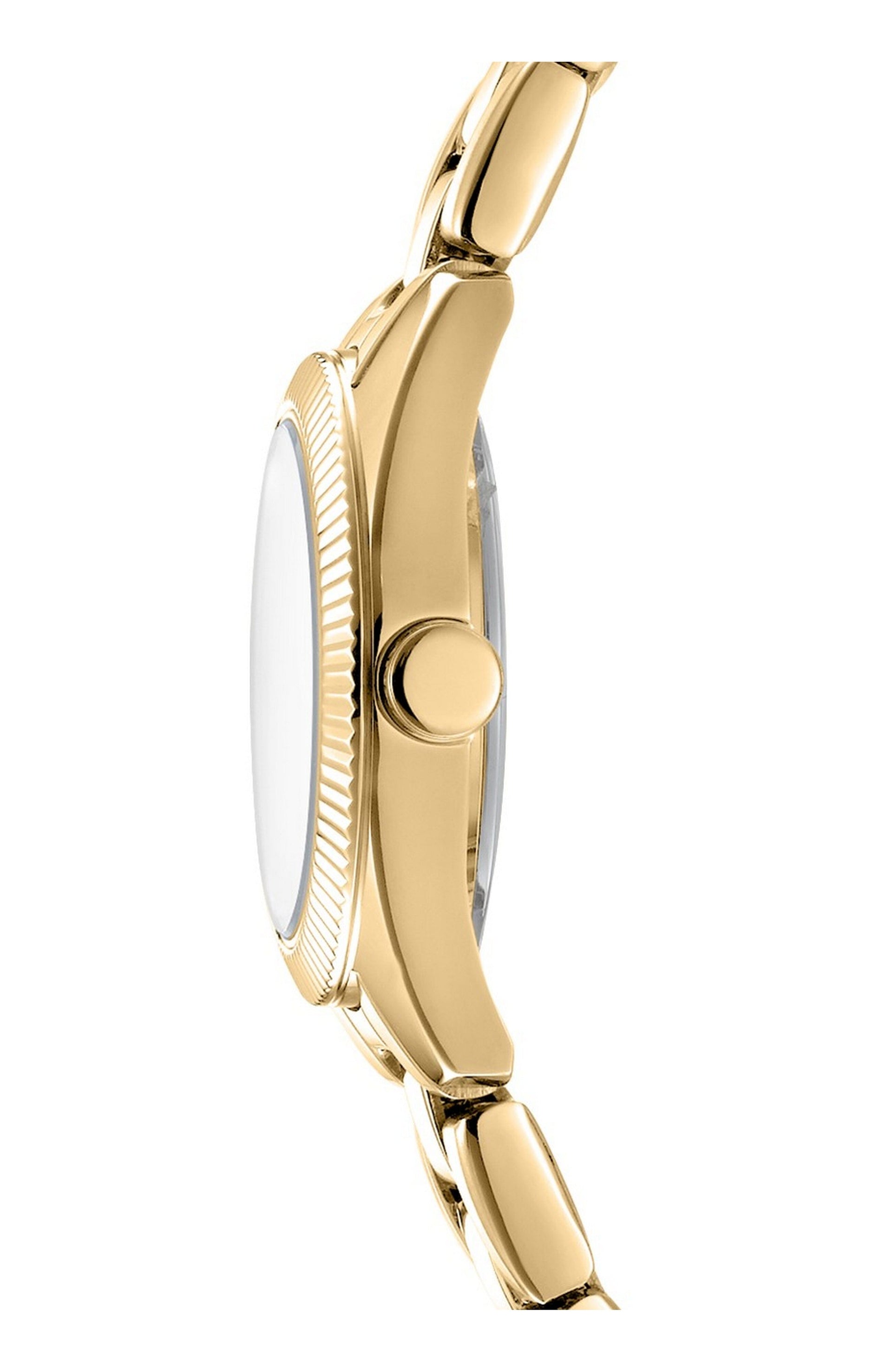 DK1L125M0025 Women's Mini Silver Dial Gold-Tone Stainless Steel Bracelet Watch DKNY 