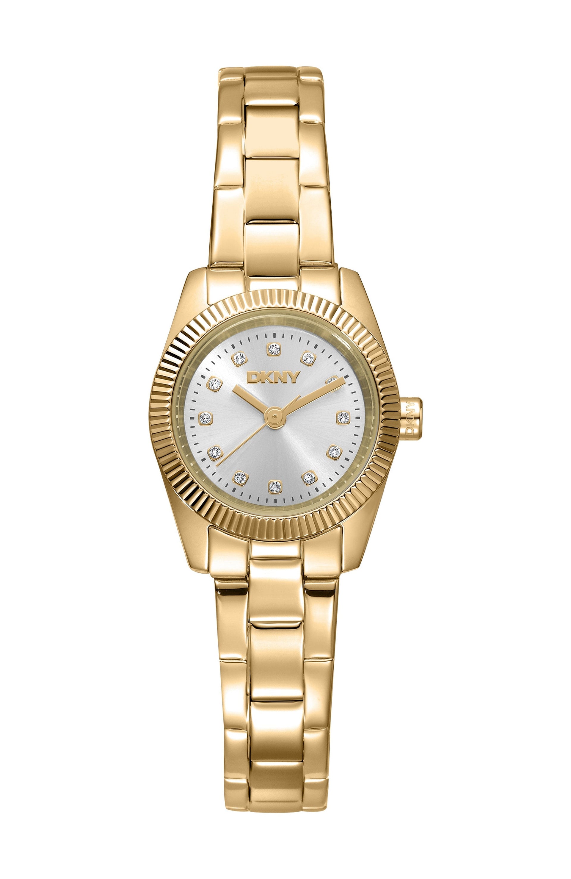 DK1L125M0025 Women's Mini Silver Dial Gold-Tone Stainless Steel Bracelet Watch DKNY 