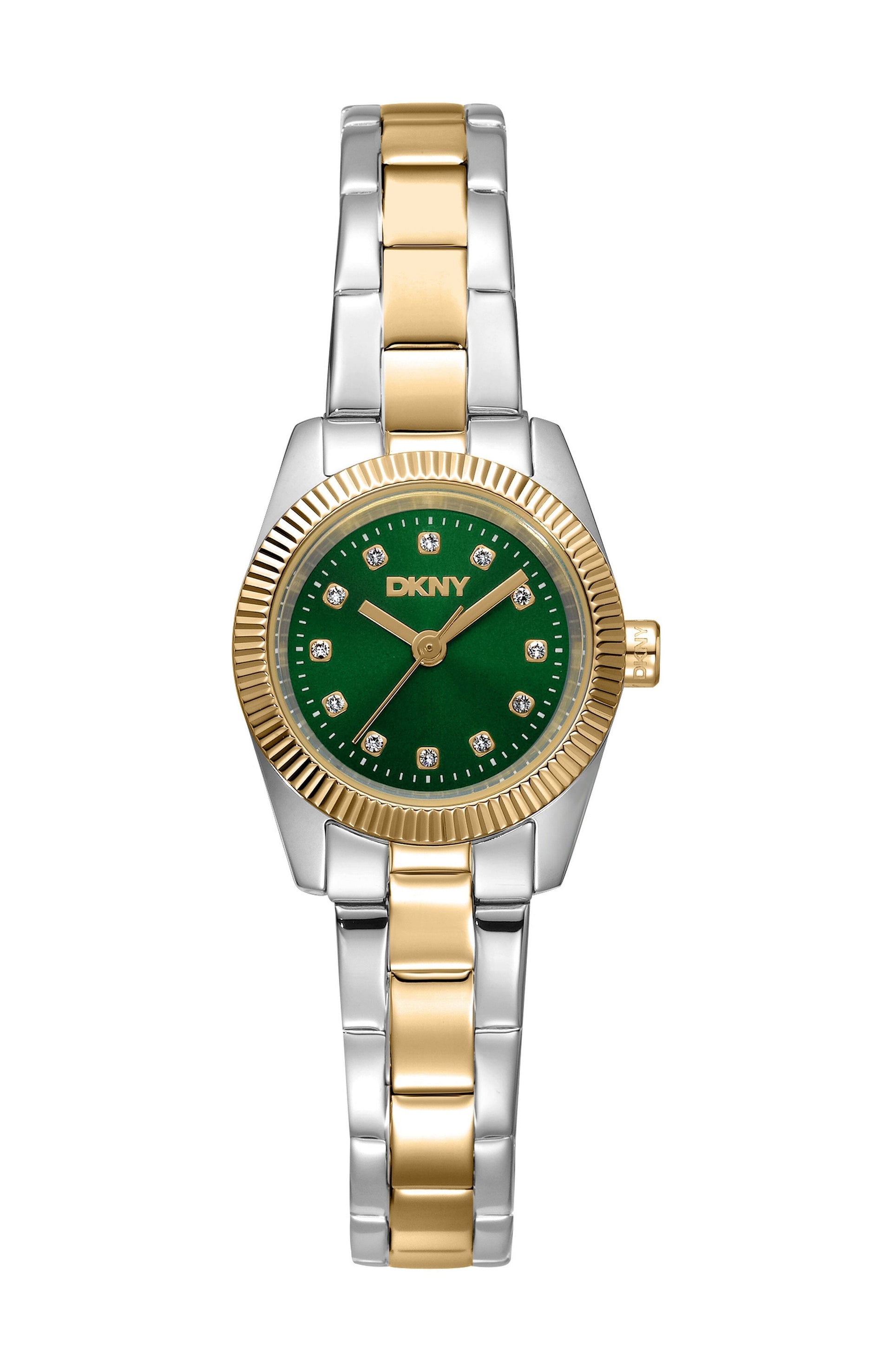 DK1L125M0055 Women's Mini Dark Green Dial Two-Tone Stainless Steel Bracelet Watch DKNY 
