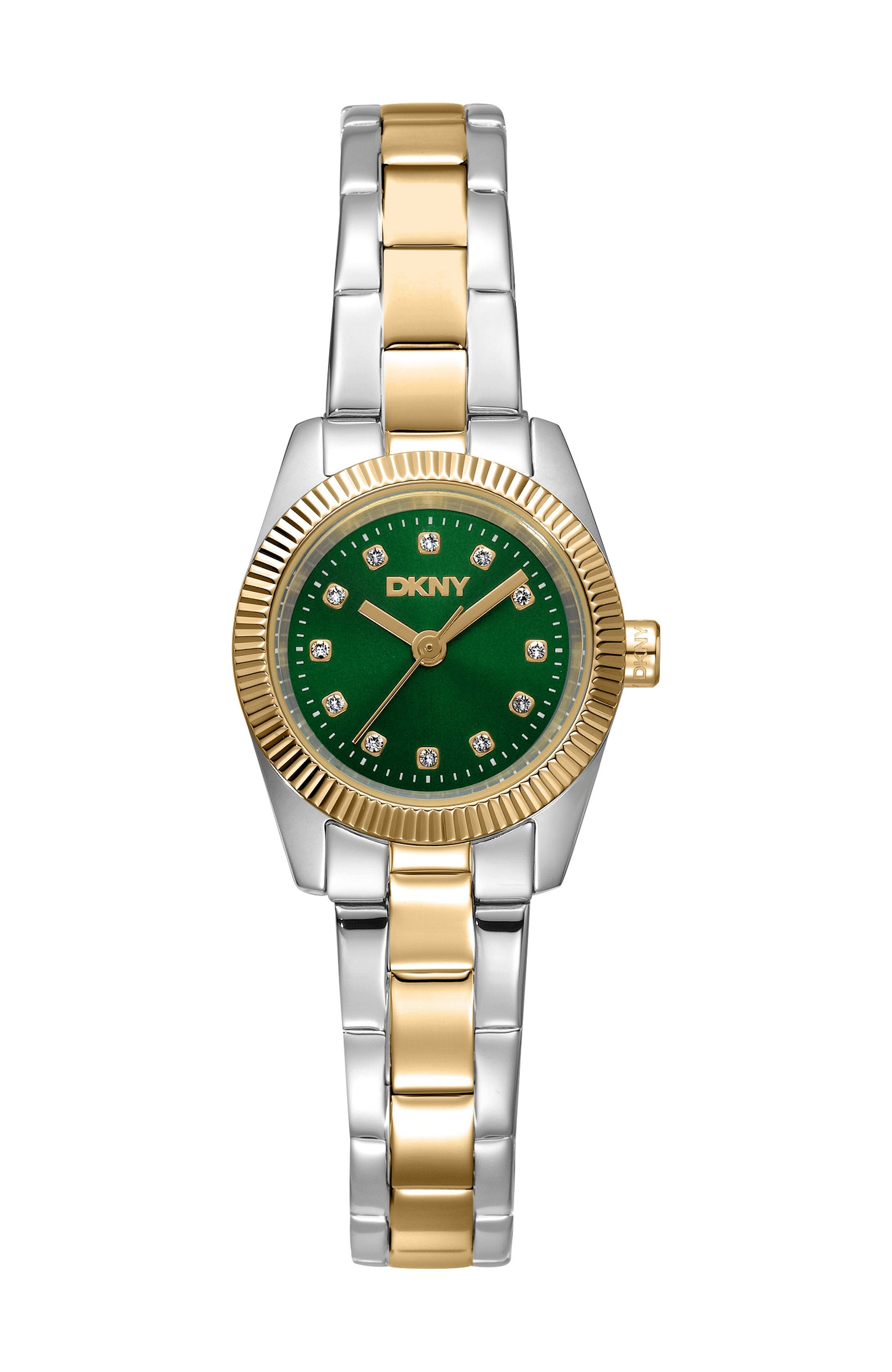 DK1L125M0055 Women's Mini Dark Green Dial Two-Tone Stainless Steel Bracelet Watch DKNY 