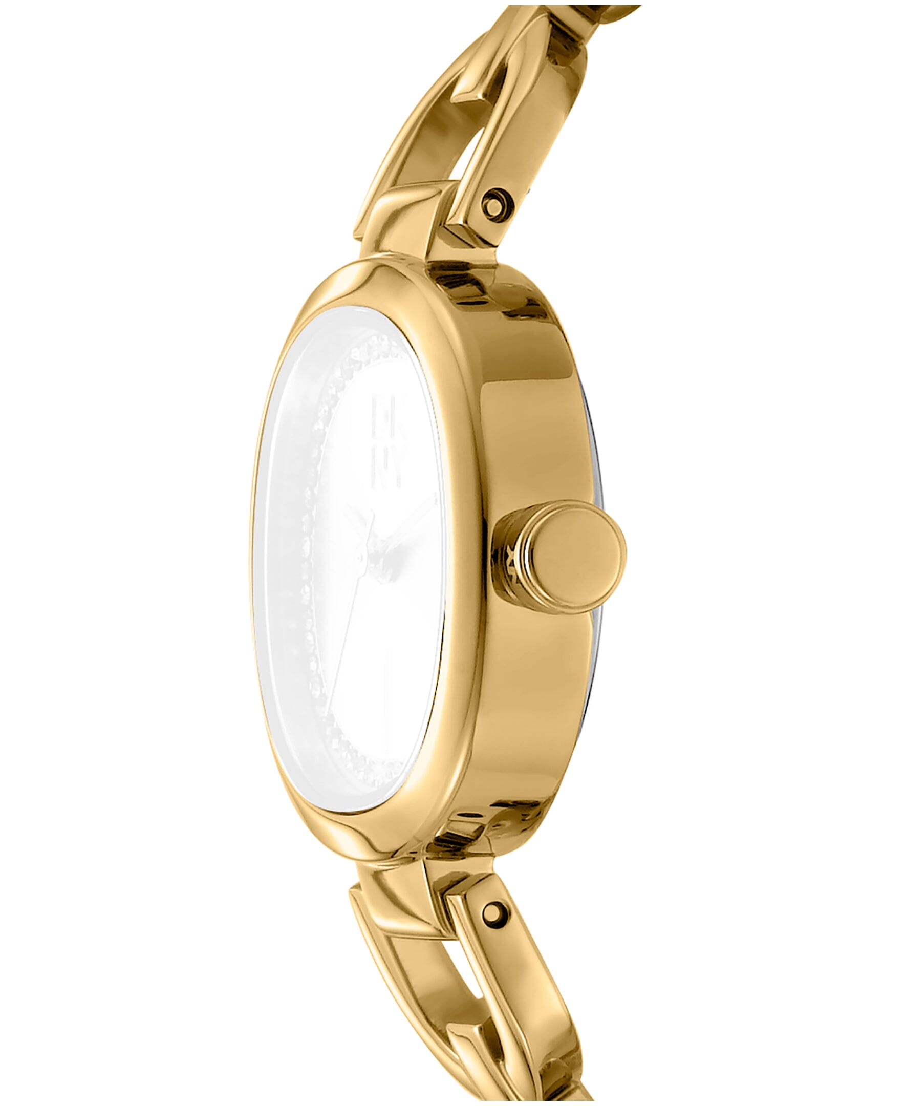 DK1L139M0035 DKNY Women's Crystal Accented Dial Gold-Tone Stainless Steel Open Link Bracelet Watch 24mm Watches DKNY 