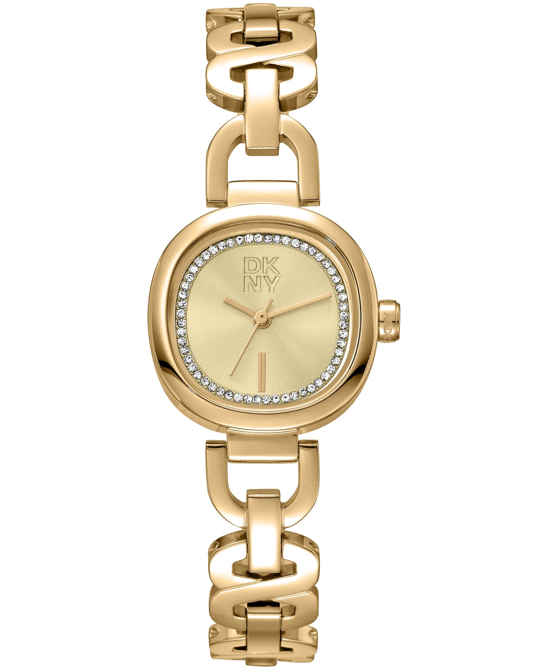 DK1L139M0035 DKNY Women's Crystal Accented Dial Gold-Tone Stainless Steel Open Link Bracelet Watch 24mm Watches DKNY 