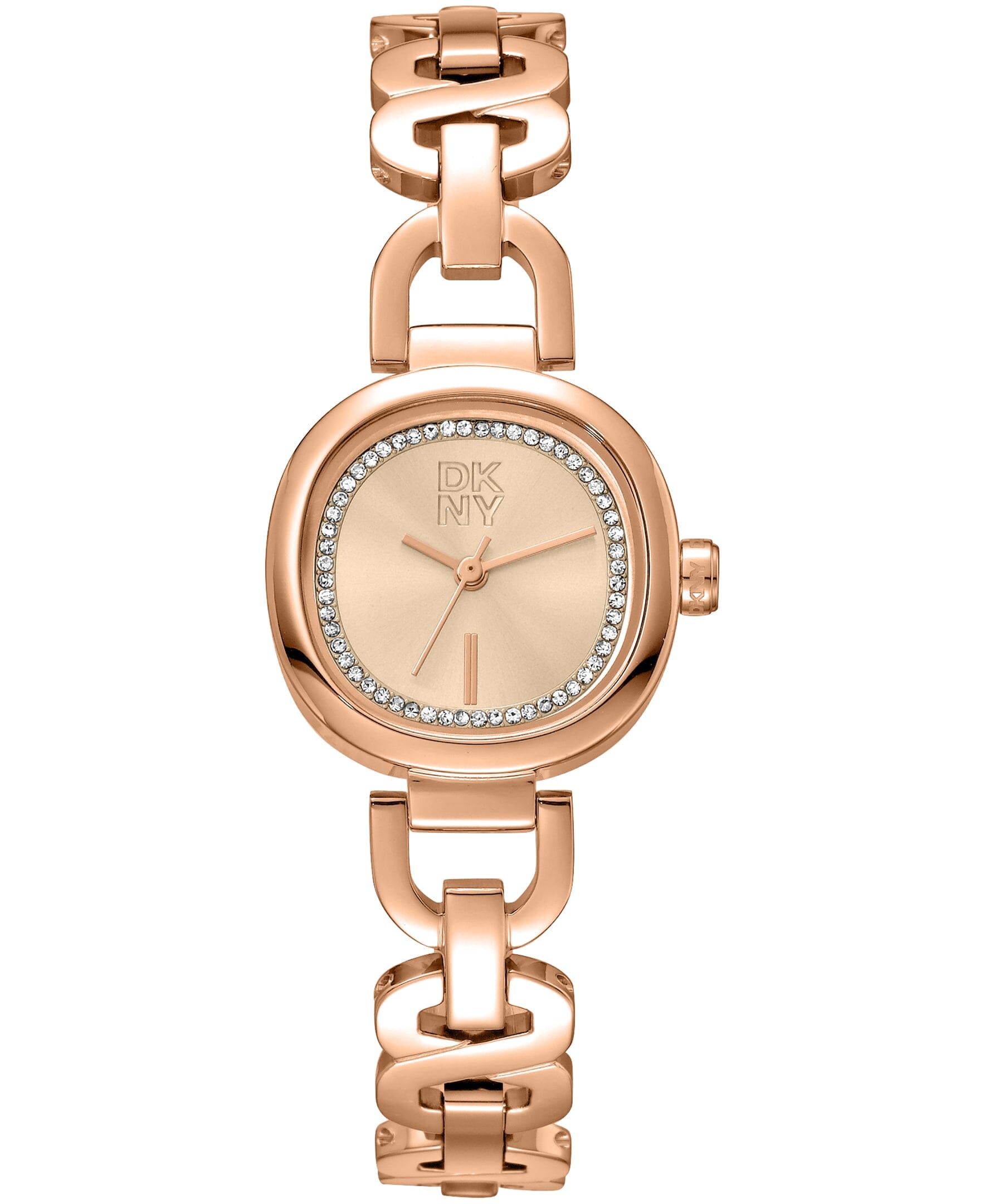 DK1L139M0045 DKNY Women's Crystal Accented Dial Rose-Gold Tone Stainless Steel Open Link Bracelet Watch 24mm Watches DKNY 