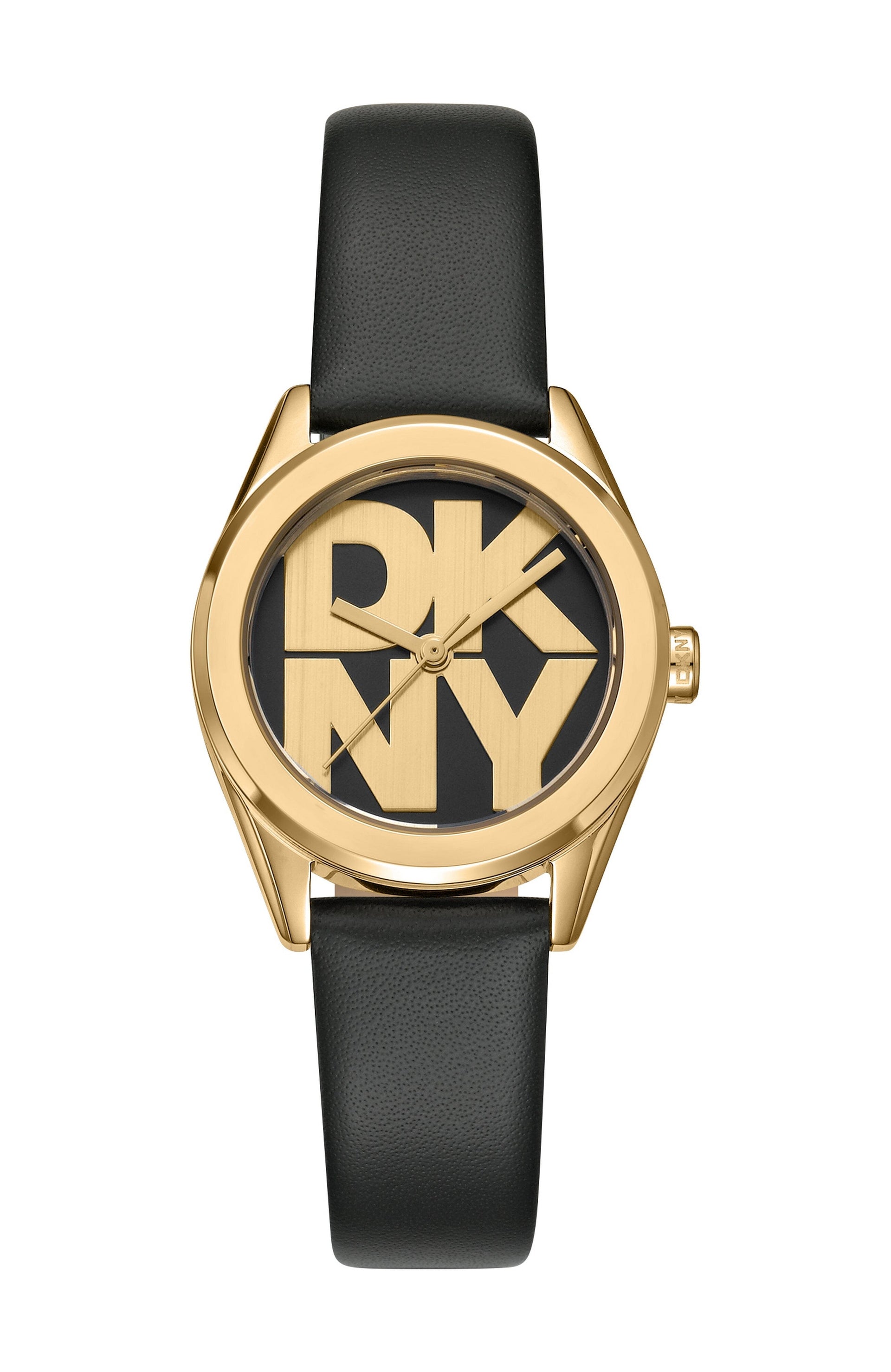 DK1L145L0025 Women's Logo Black Dial Black Leather Strap & Gold-Tone Stainless Steel Watch Gift Set DKNY 