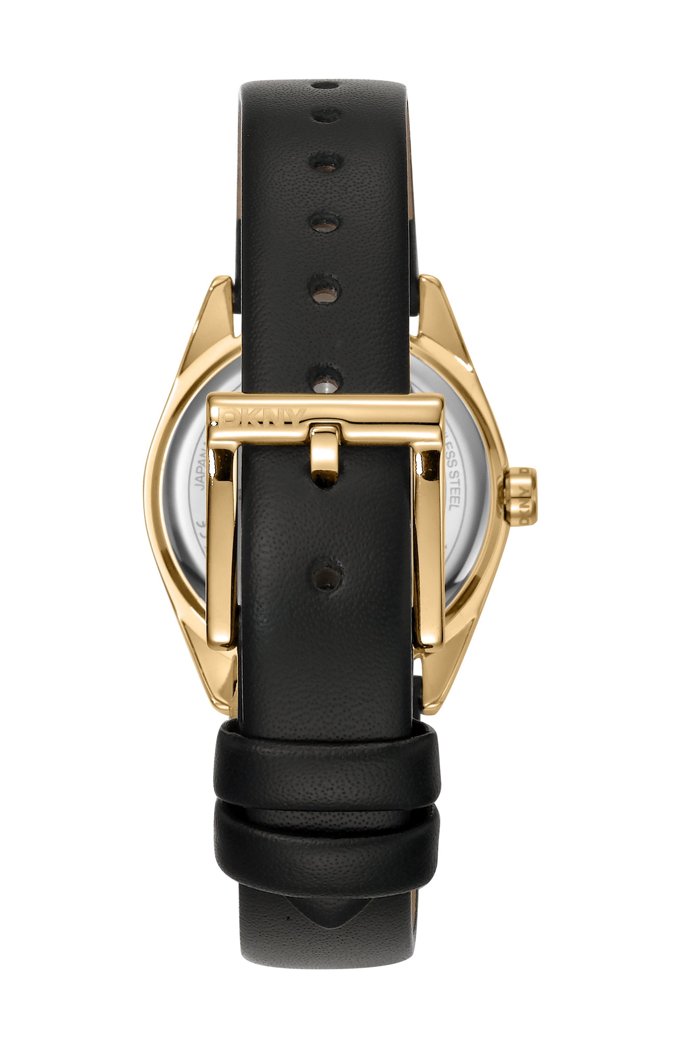 DK1L145L0025 Women's Logo Black Dial Black Leather Strap & Gold-Tone Stainless Steel Watch Gift Set DKNY 