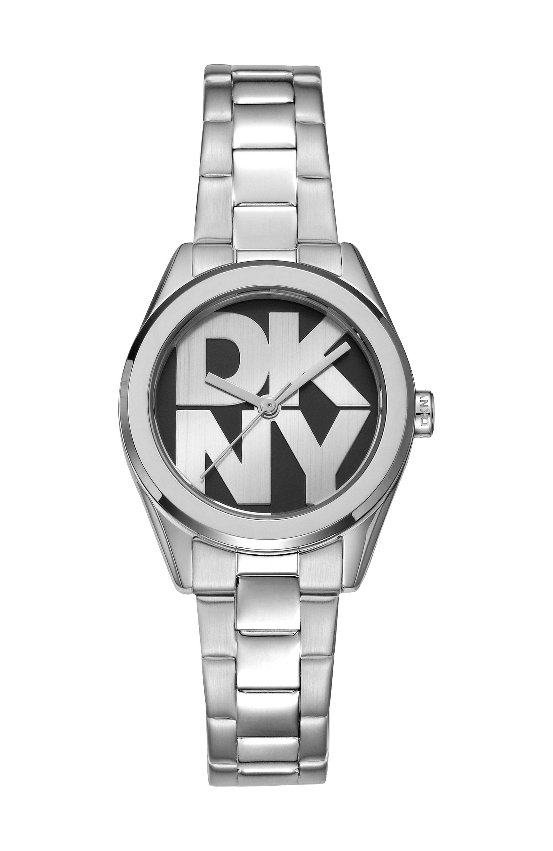 DK1L145M0045 Women's Logo Black Dial Stainless Steel Bracelet Watch Gift Set DKNY 