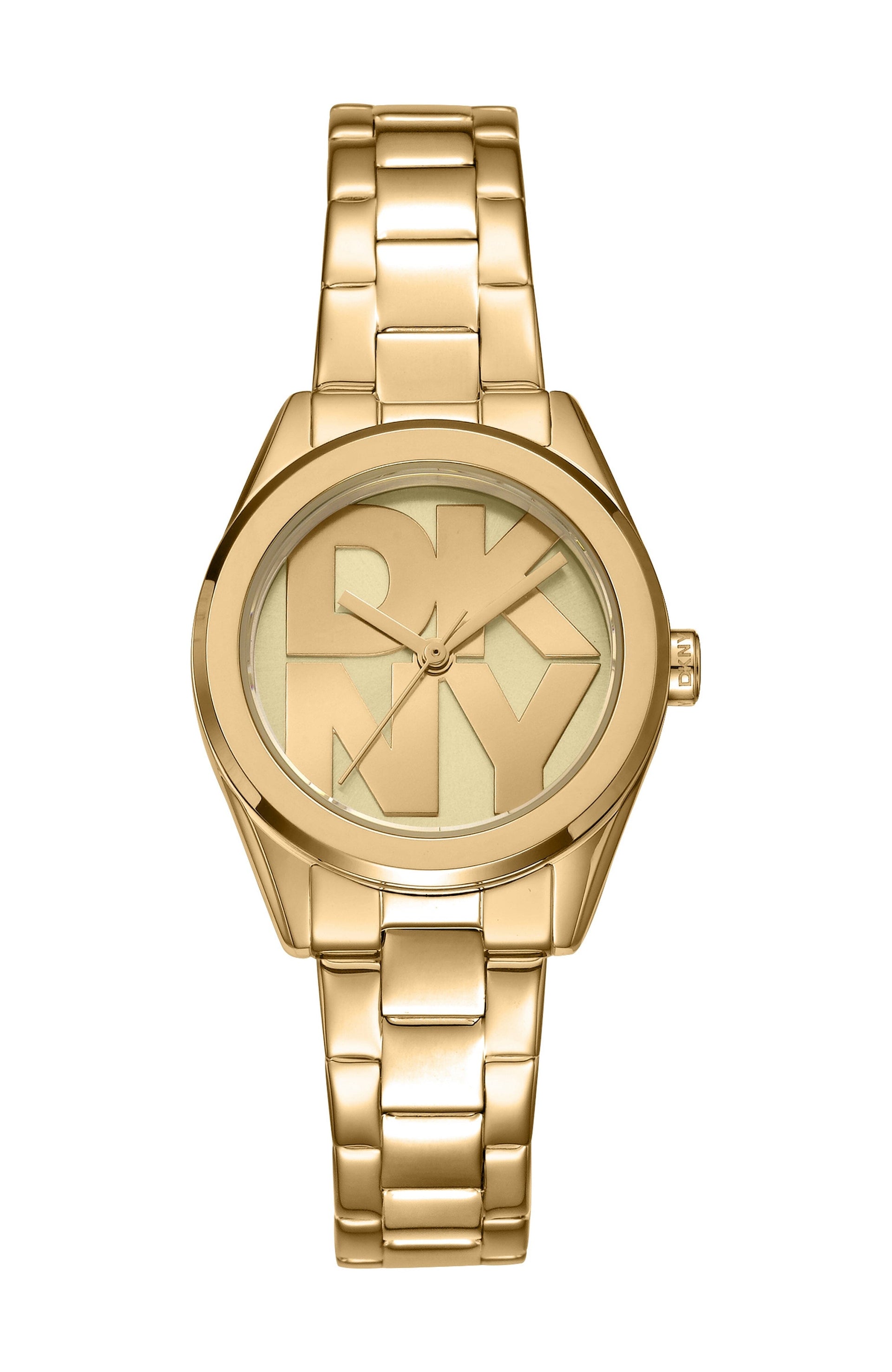 DK1L145M0055 Women's Logo Champagne Dial Gold-Tone Stainless Steel Bracelet Watch Gift Set DKNY 