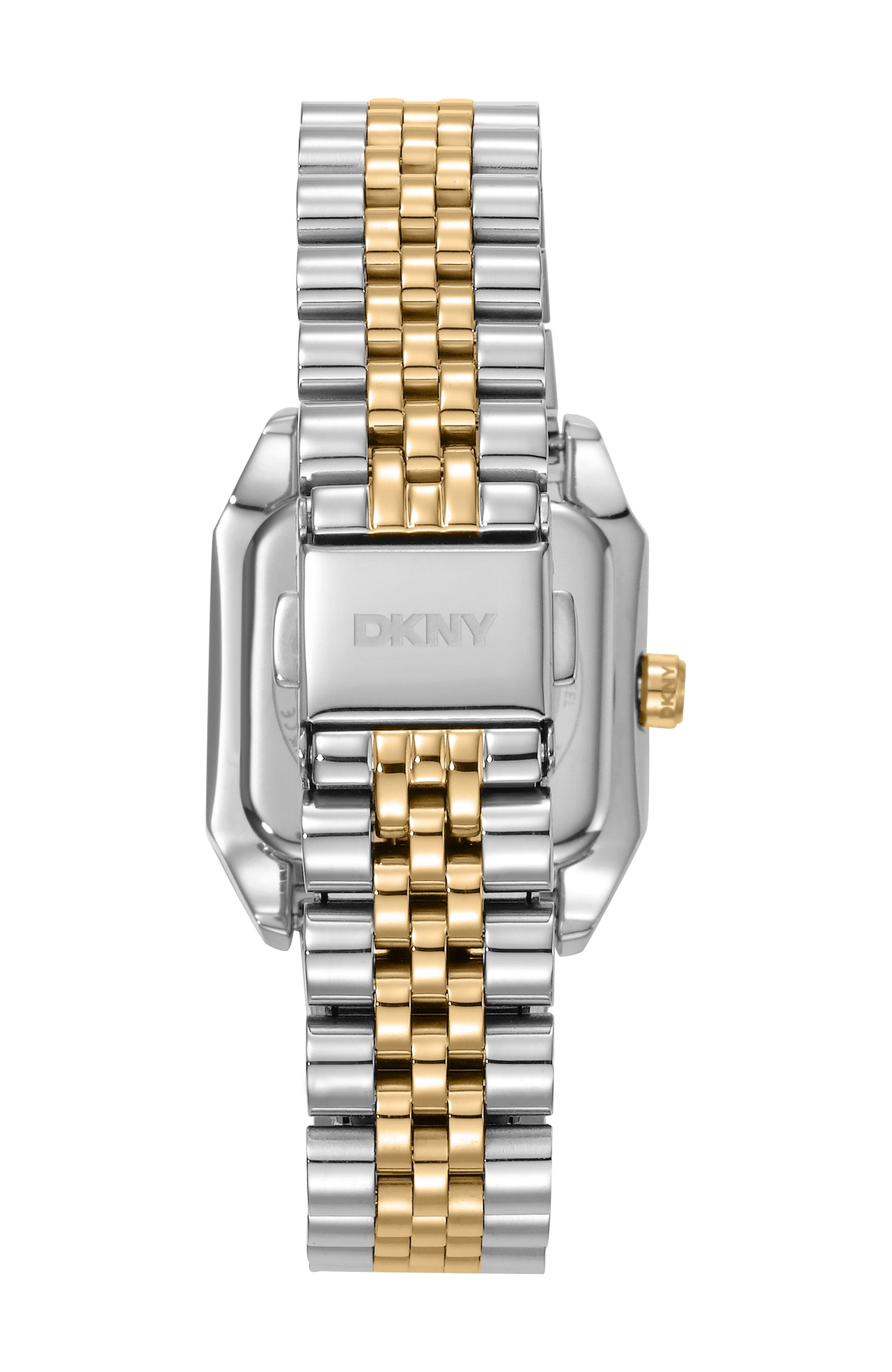 DK1L154M0085 Women's Signature Shape Silver Dial Two Tone Stainless Steel Bracelet Watch DKNY 