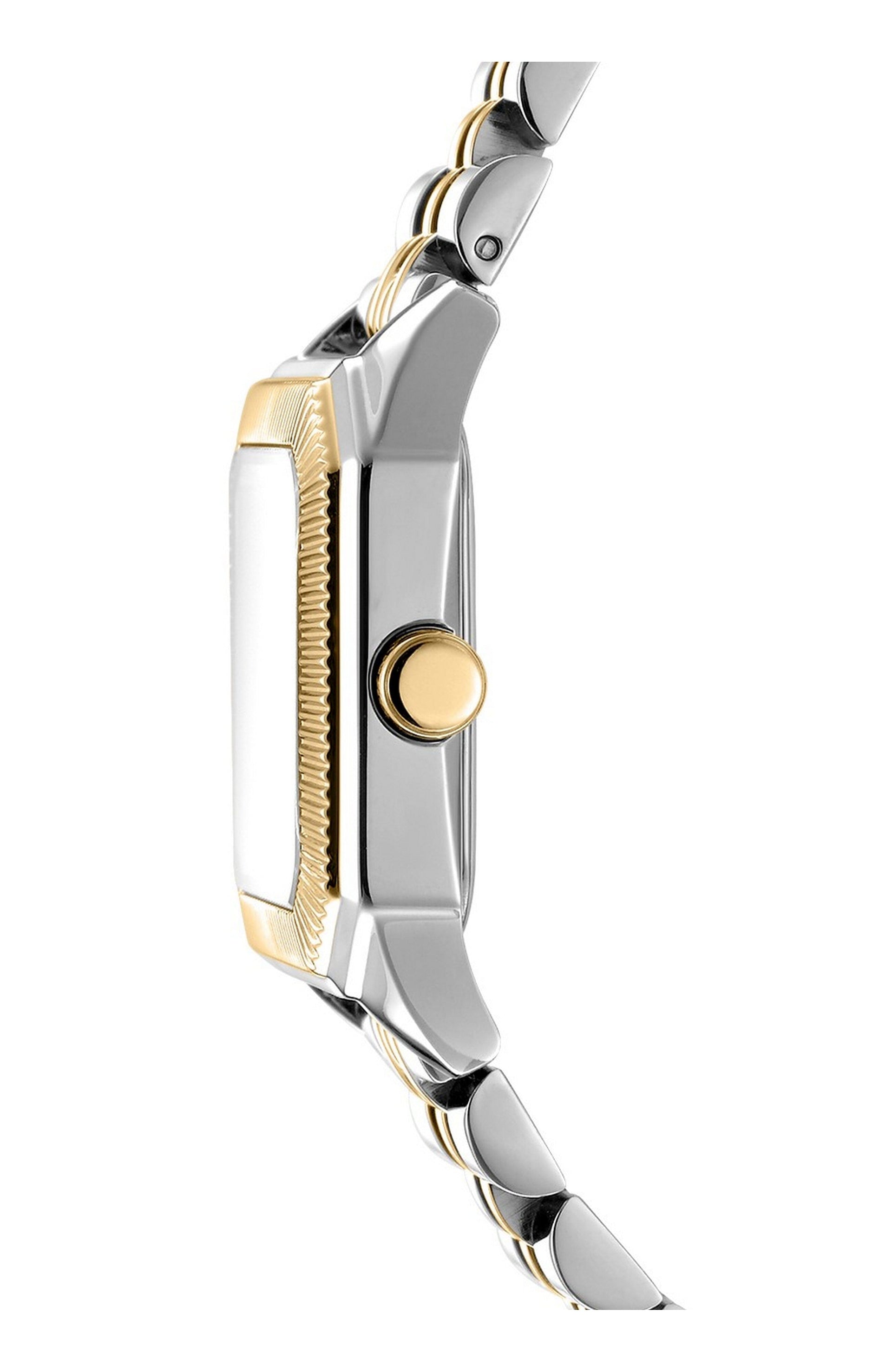 DK1L154M0085 Women's Signature Shape Silver Dial Two Tone Stainless Steel Bracelet Watch DKNY 