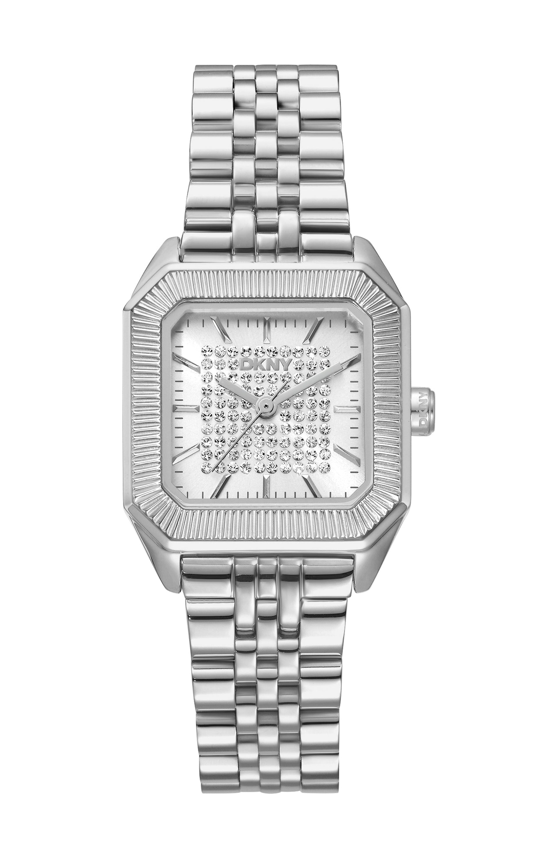 DK1L154M0215 Women's Signature Shape Silver Dial Stainless Steel Bracelet Watch DKNY 