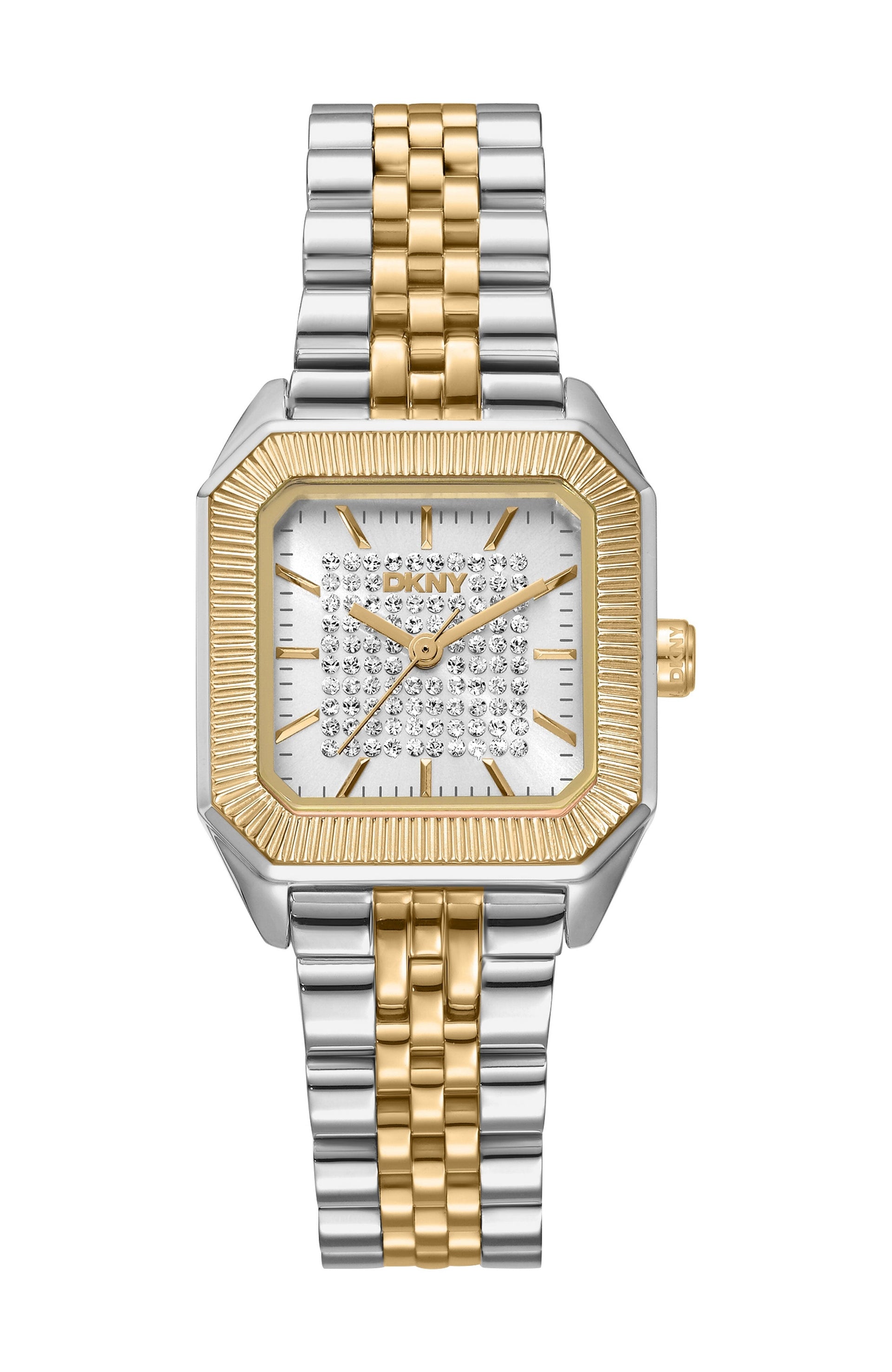 DK1L154M0255 Women's Signature Shape Silver Dial Two-Tone Stainless Steel Bracelet Watch DKNY 