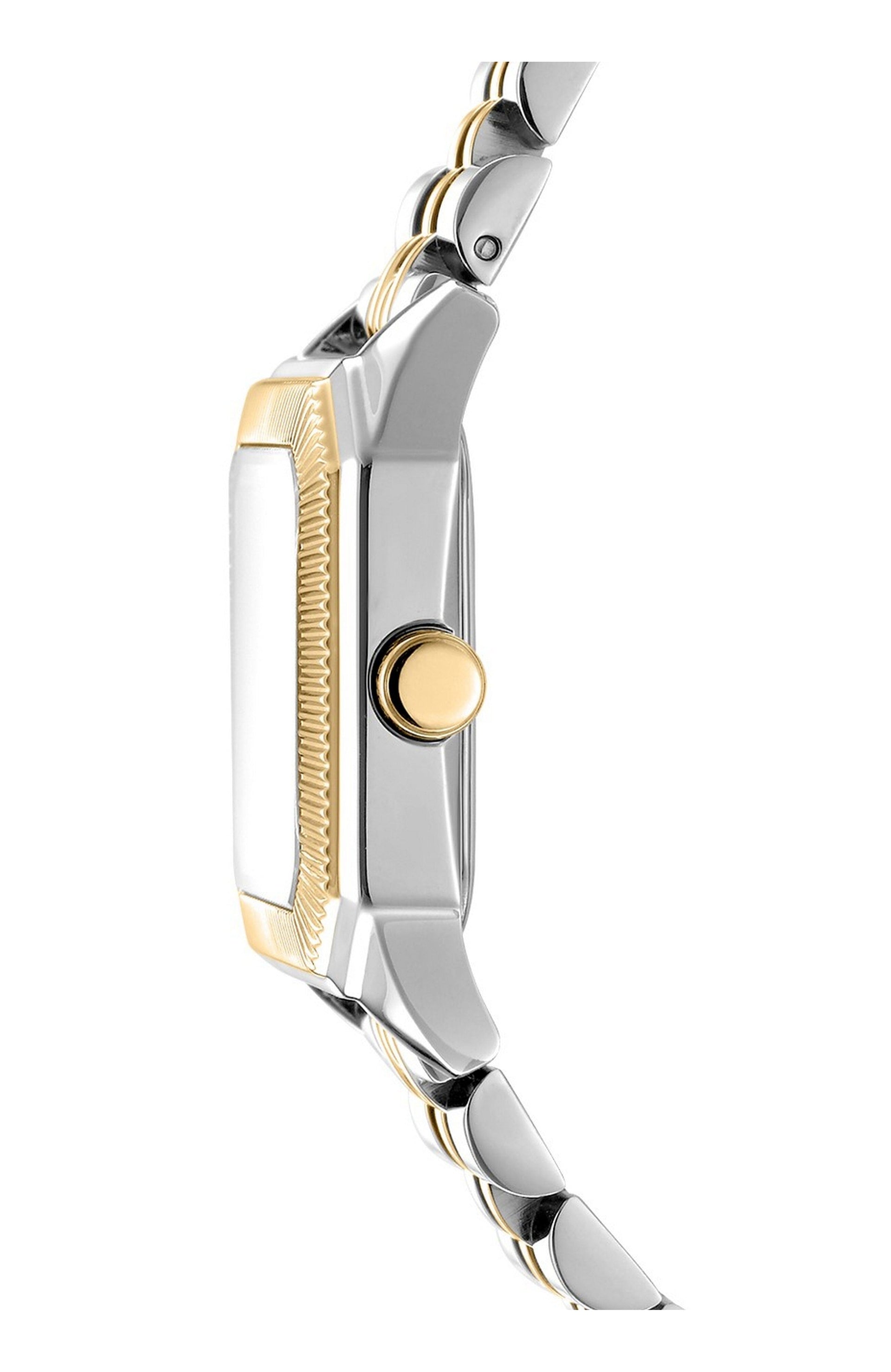 DK1L154M0255 Women's Signature Shape Silver Dial Two-Tone Stainless Steel Bracelet Watch DKNY 