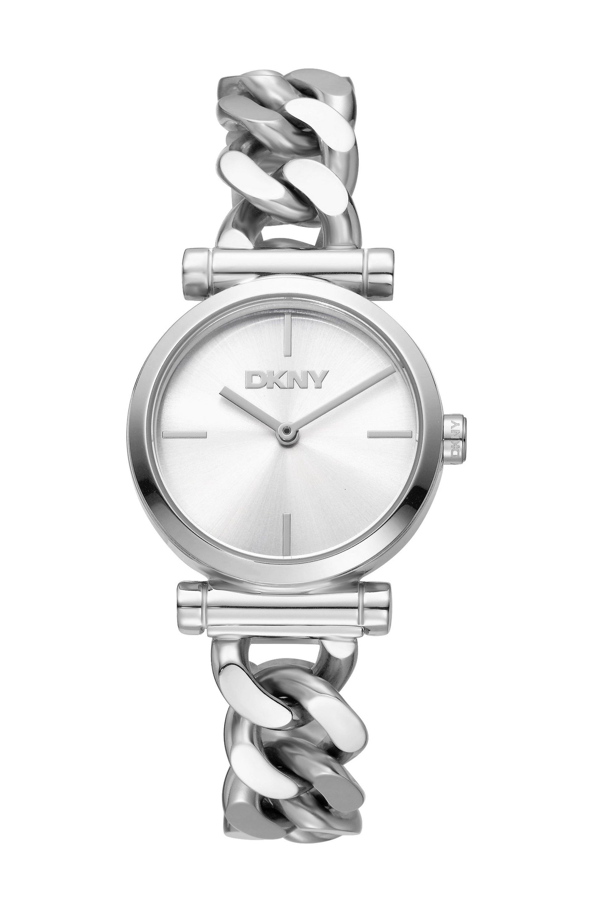 DK1L159M0045 Women's Open Link Silver Dial Stainless Steel Chain Bracelet DKNY 