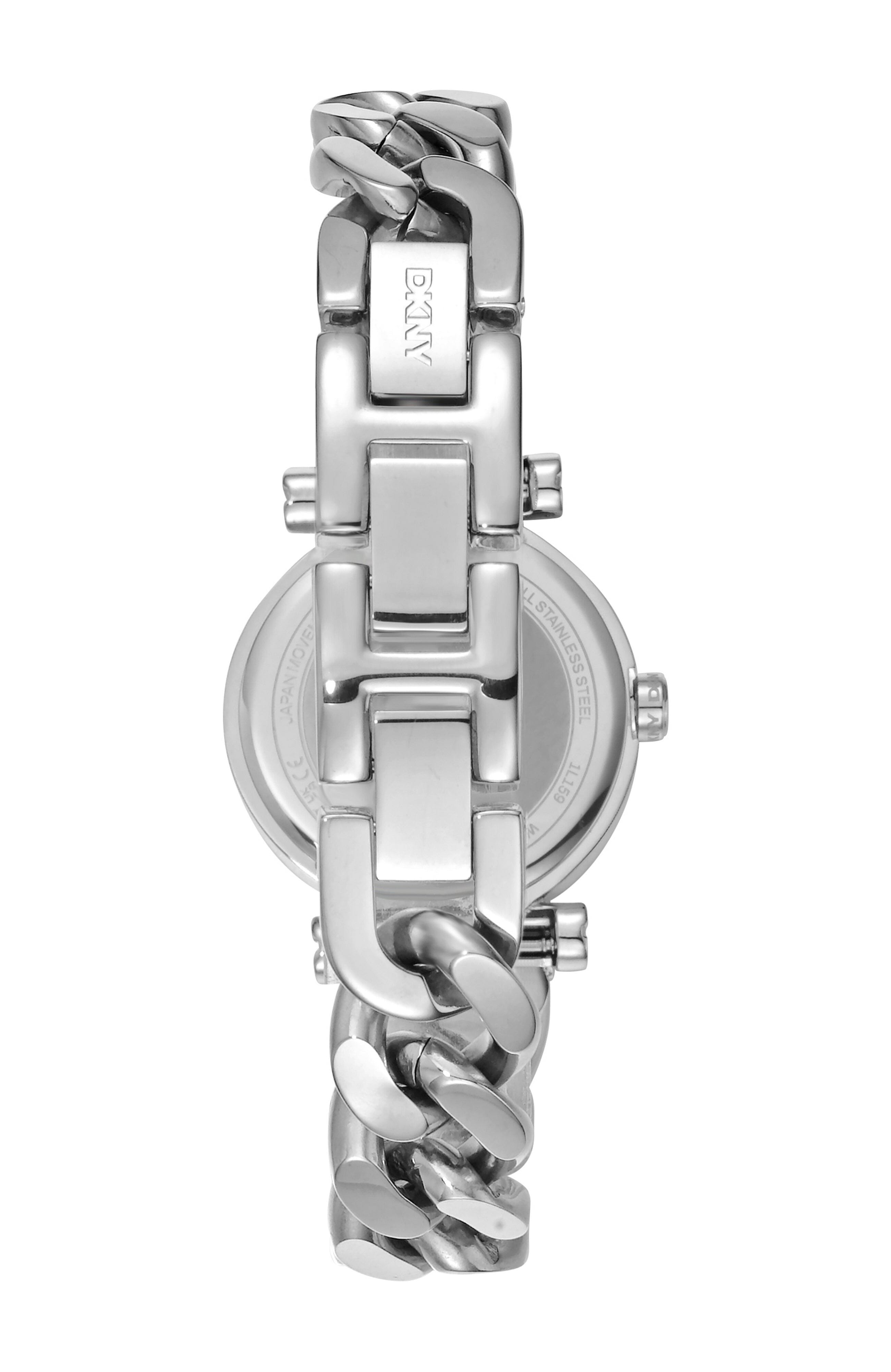 DK1L159M0055 Women's Open Link Black Dial Stainless Steel Chain Bracelet DKNY 