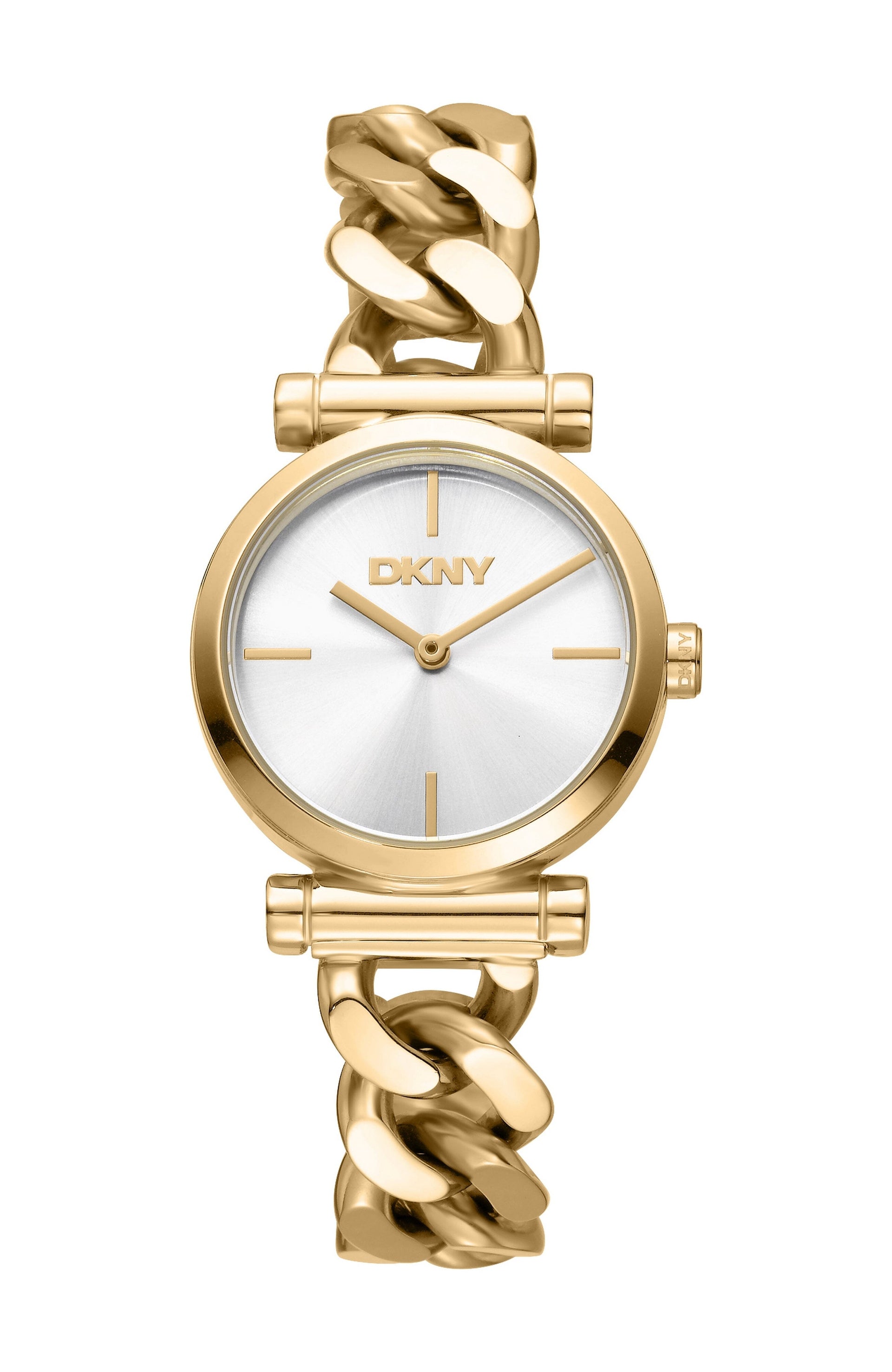 DK1L159M0065 Women's Open Link Silver Dial Gold-Tone Stainless Steel Chain Bracelet DKNY 