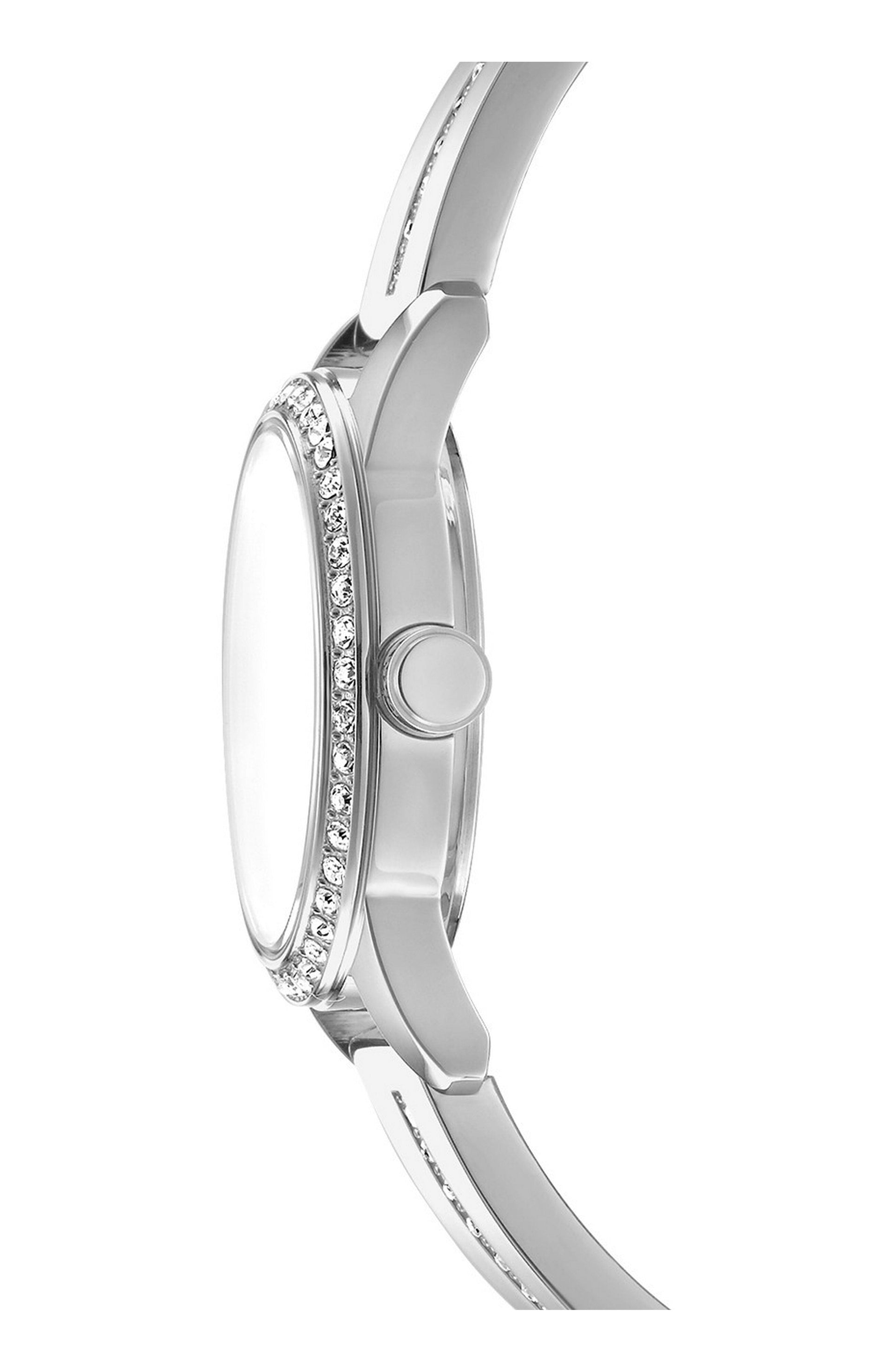 DK1L160M0015 Women's alf Bangle Silver Dial Stainless Steel Watch DKNY 