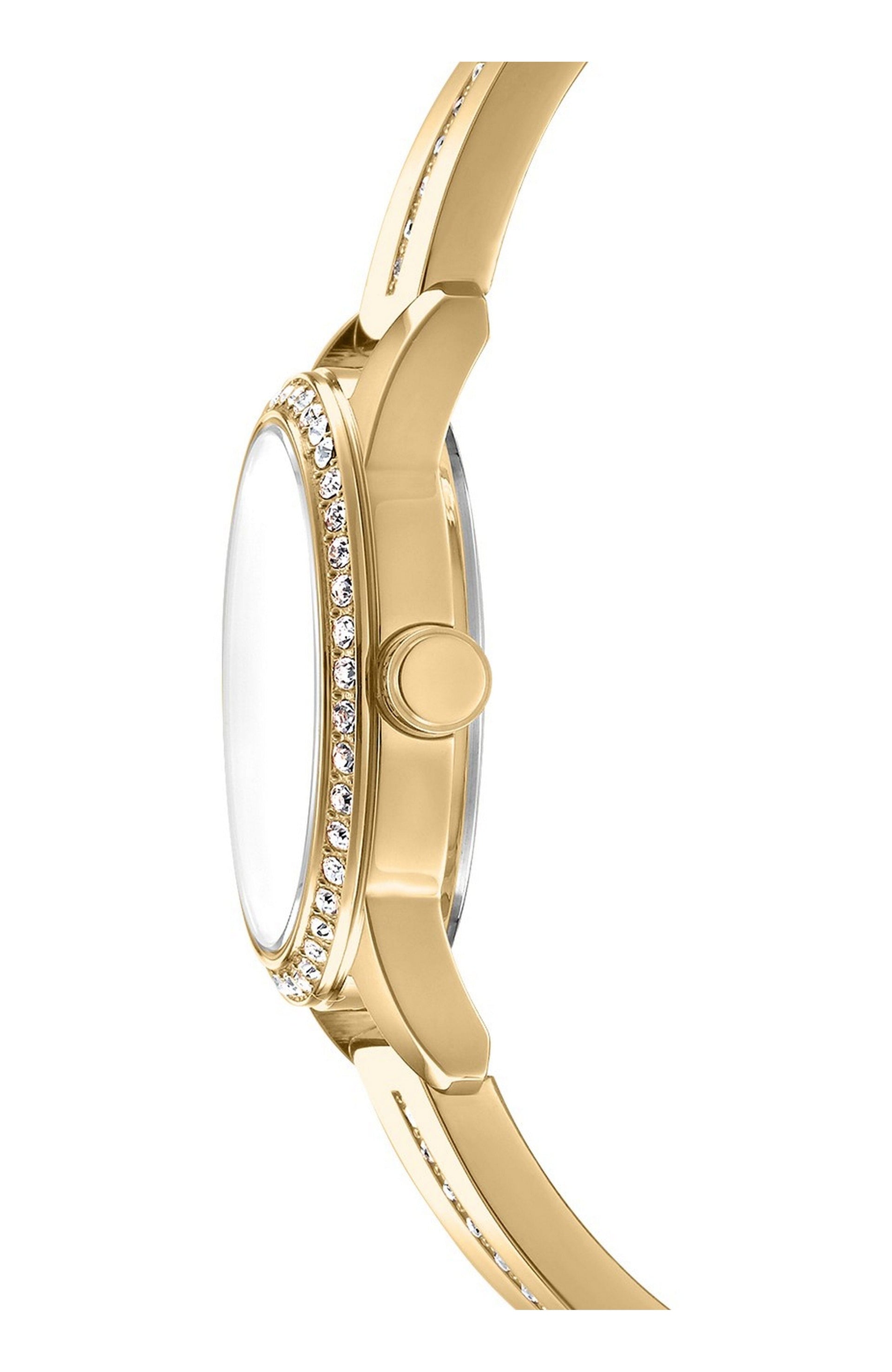 DK1L160M0035 Women's Half Bangle Champagne Dial Gold-Tone Stainless Steel Watch DKNY 