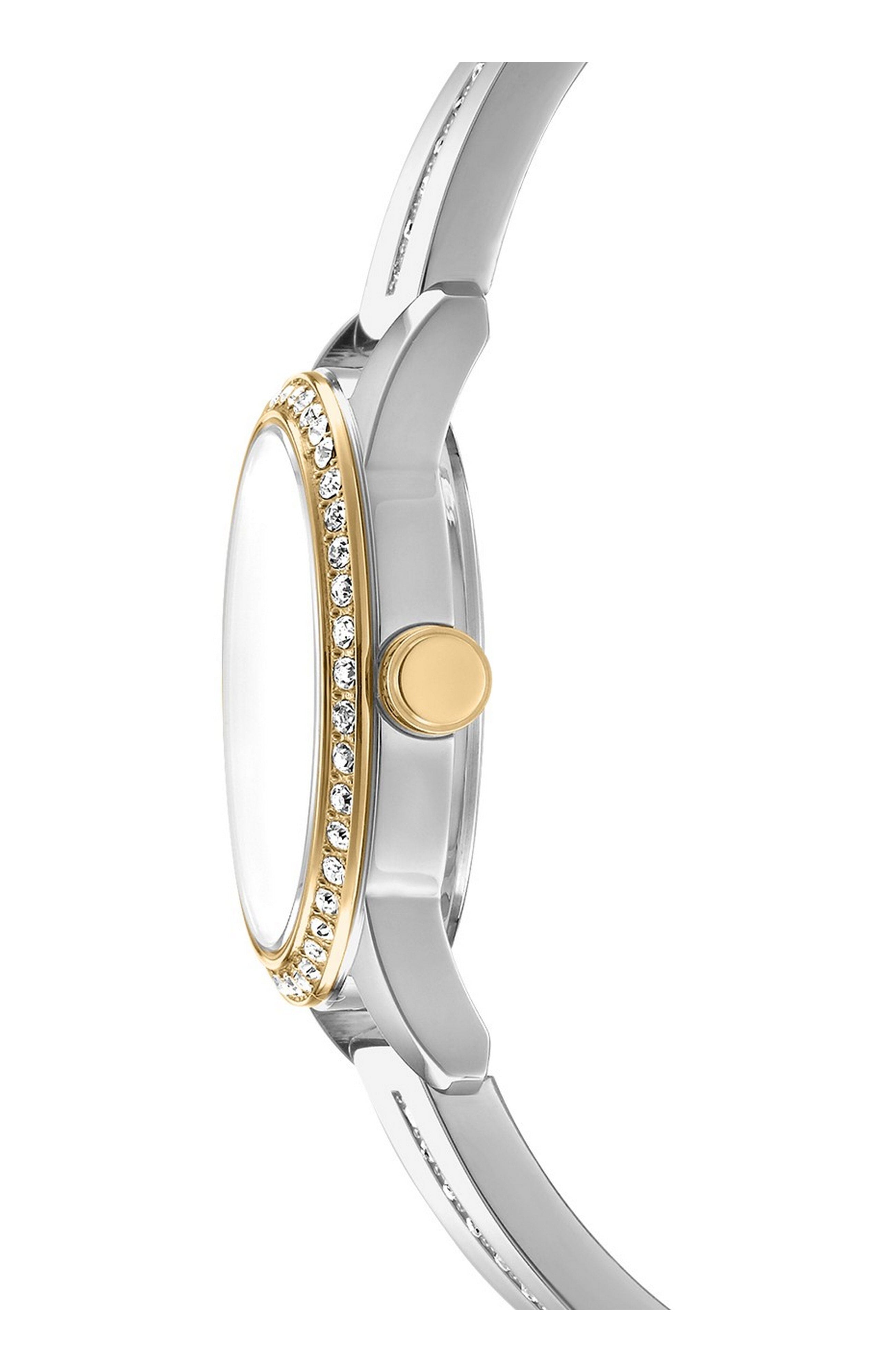 DK1L160M0055 Women's Half Bangle Silver Dial Two-Tone Stainless Steel Watch DKNY 