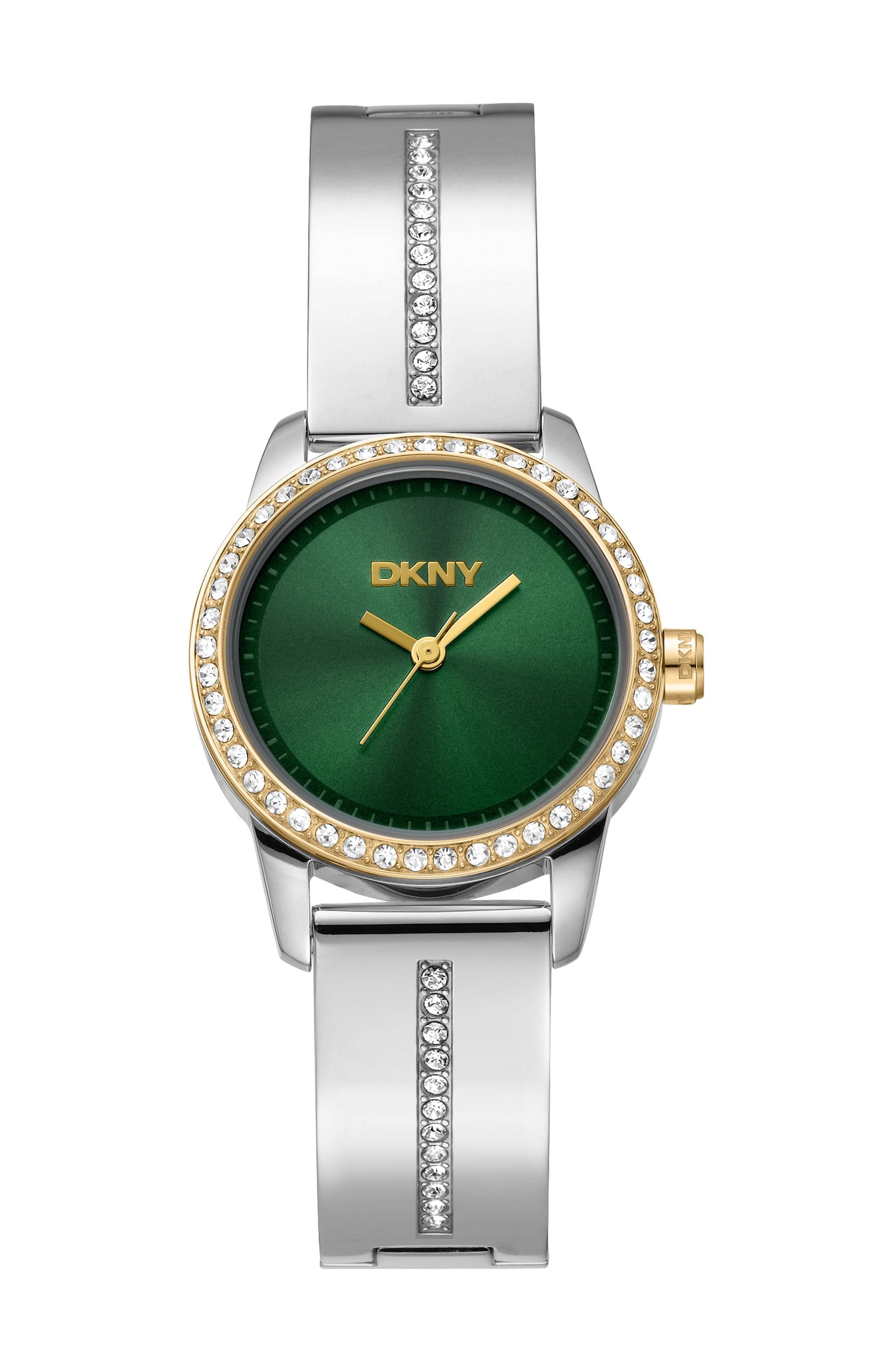 DK1L160M0065 Women's Half Bangle Dark Green Dial Two-Tone Stainless Steel Watch DKNY 