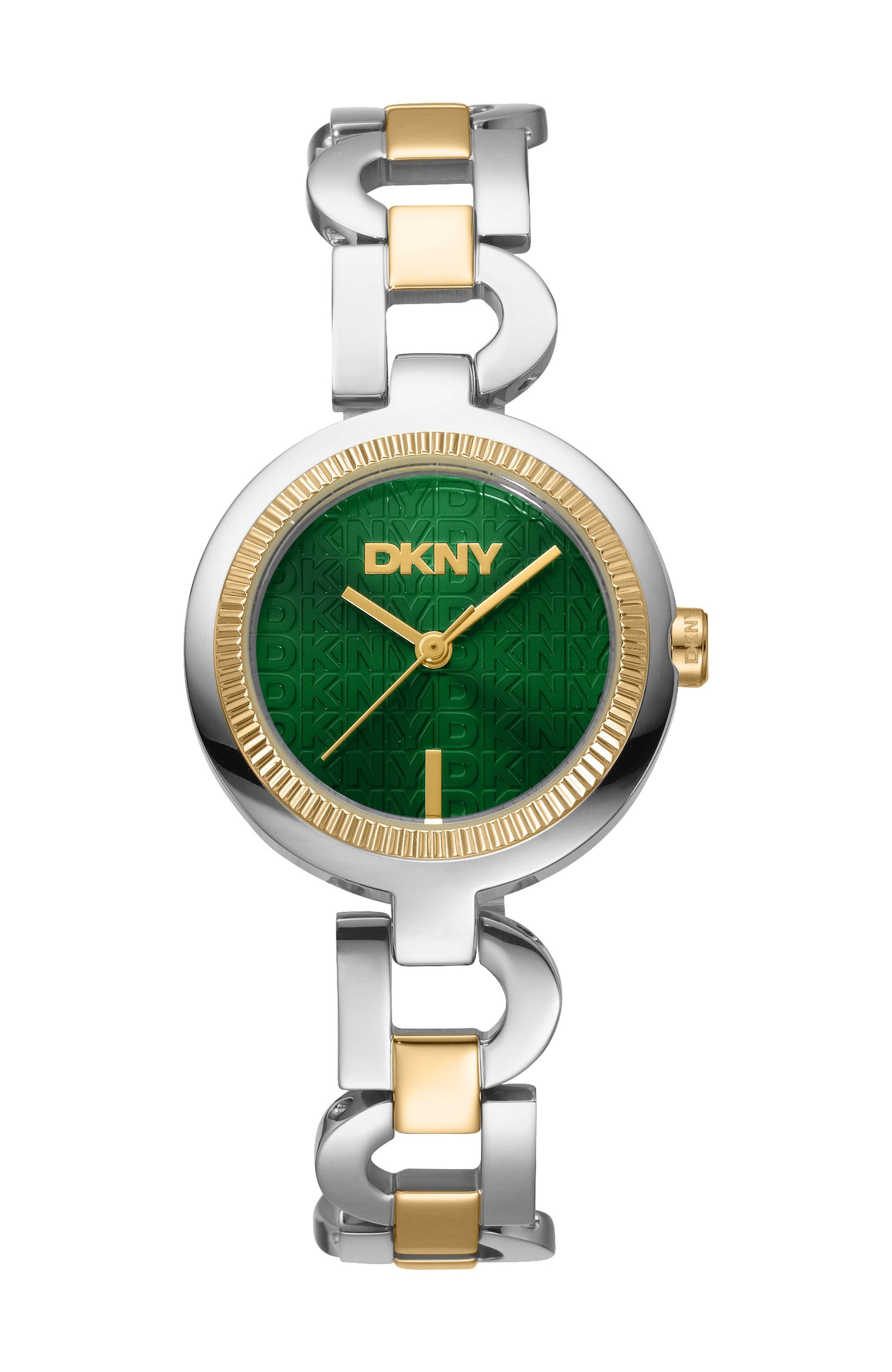 DK1L162M0075 Women's Open Link Dark Green Dial Two-Tone Stainless Steel Bracelet Watch DKNY 