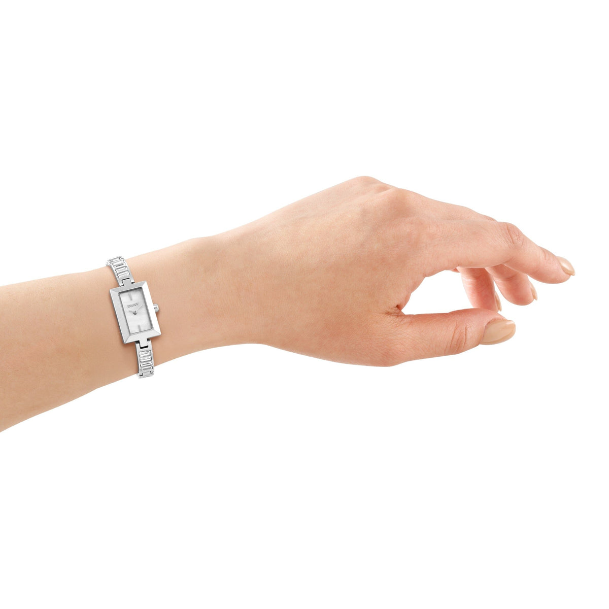 DK1L166M0015 DKNY Women's Signature Shape White MOP Dial Silver Stainless Steel Bracelet Watch DKNY 