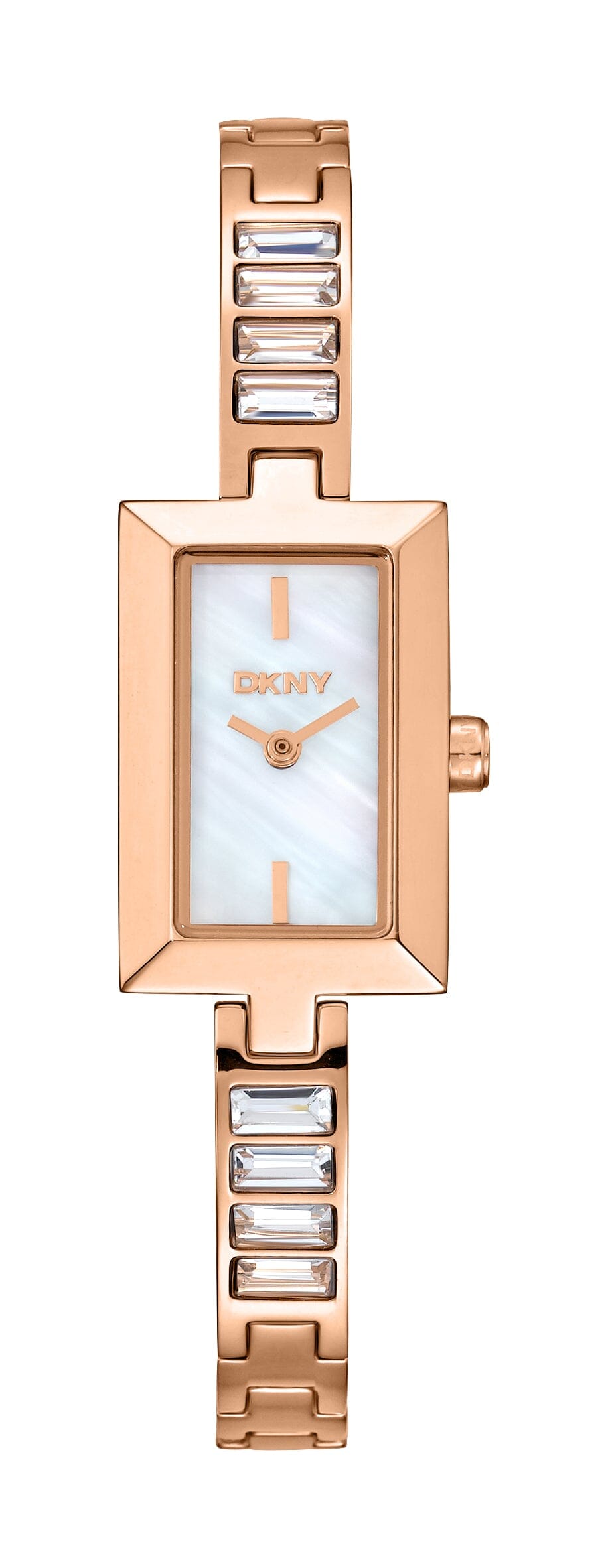 DK1L166M0055 DKNY Women's Signature Shape White MOP Dial Rose Gold Stainless Steel Bracelet Watch DKNY 