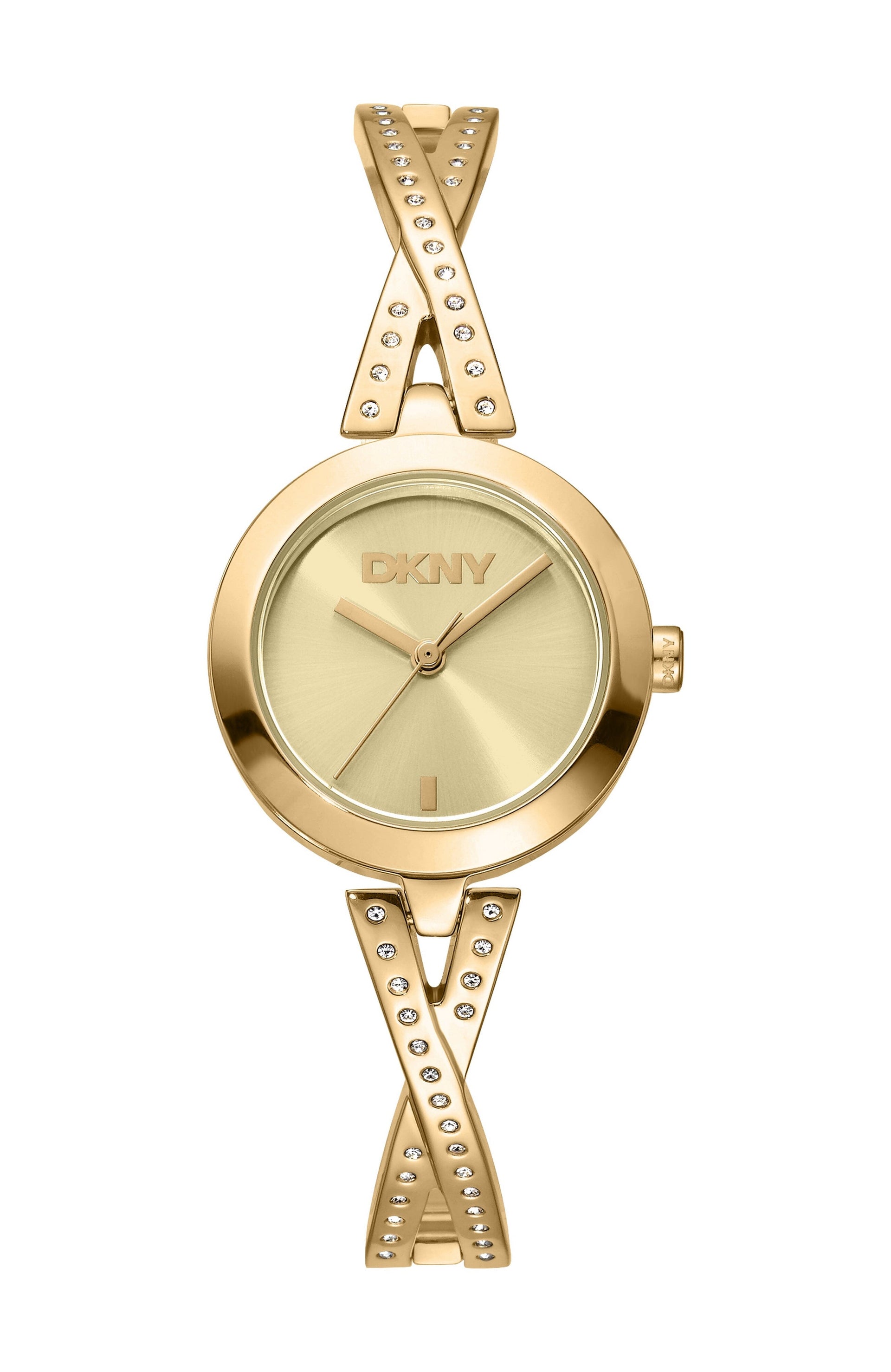 DK1L170M0225 Women's Half Bangle Champagne Dial Gold-Tone Stainless Steel Watch DKNY 
