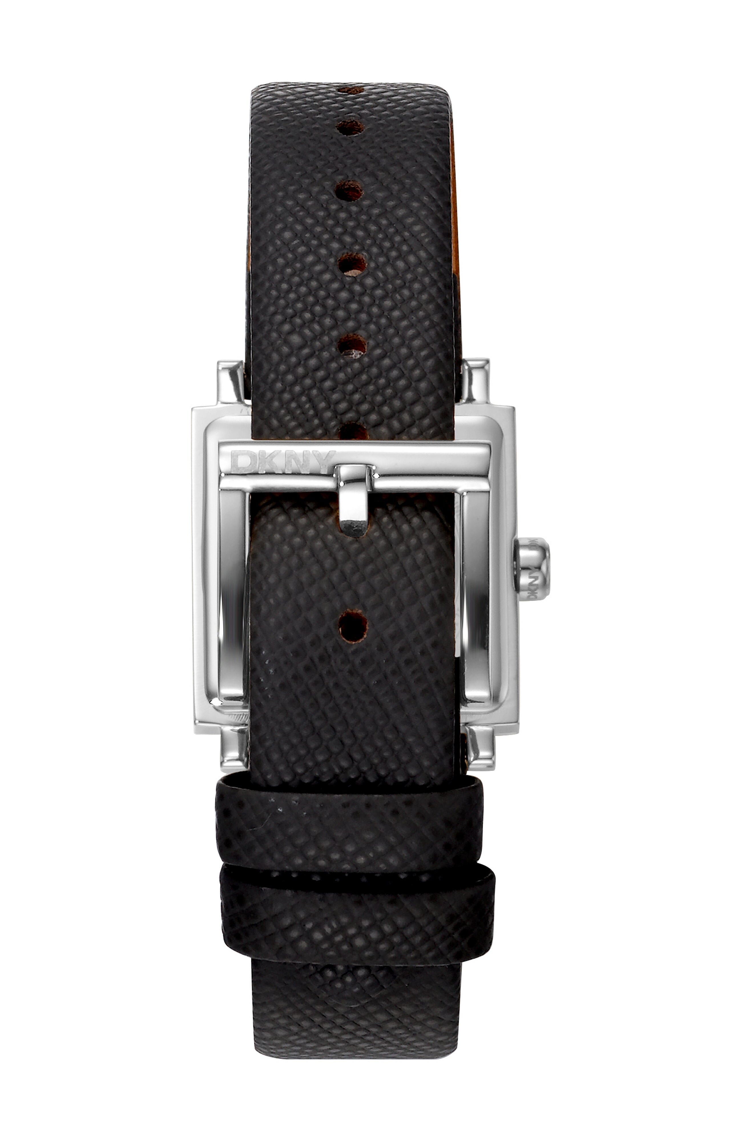DK1L173L0025 Women's Milanese Black Dial Black Leather Strap Watch & Stainless Steel DKNY 