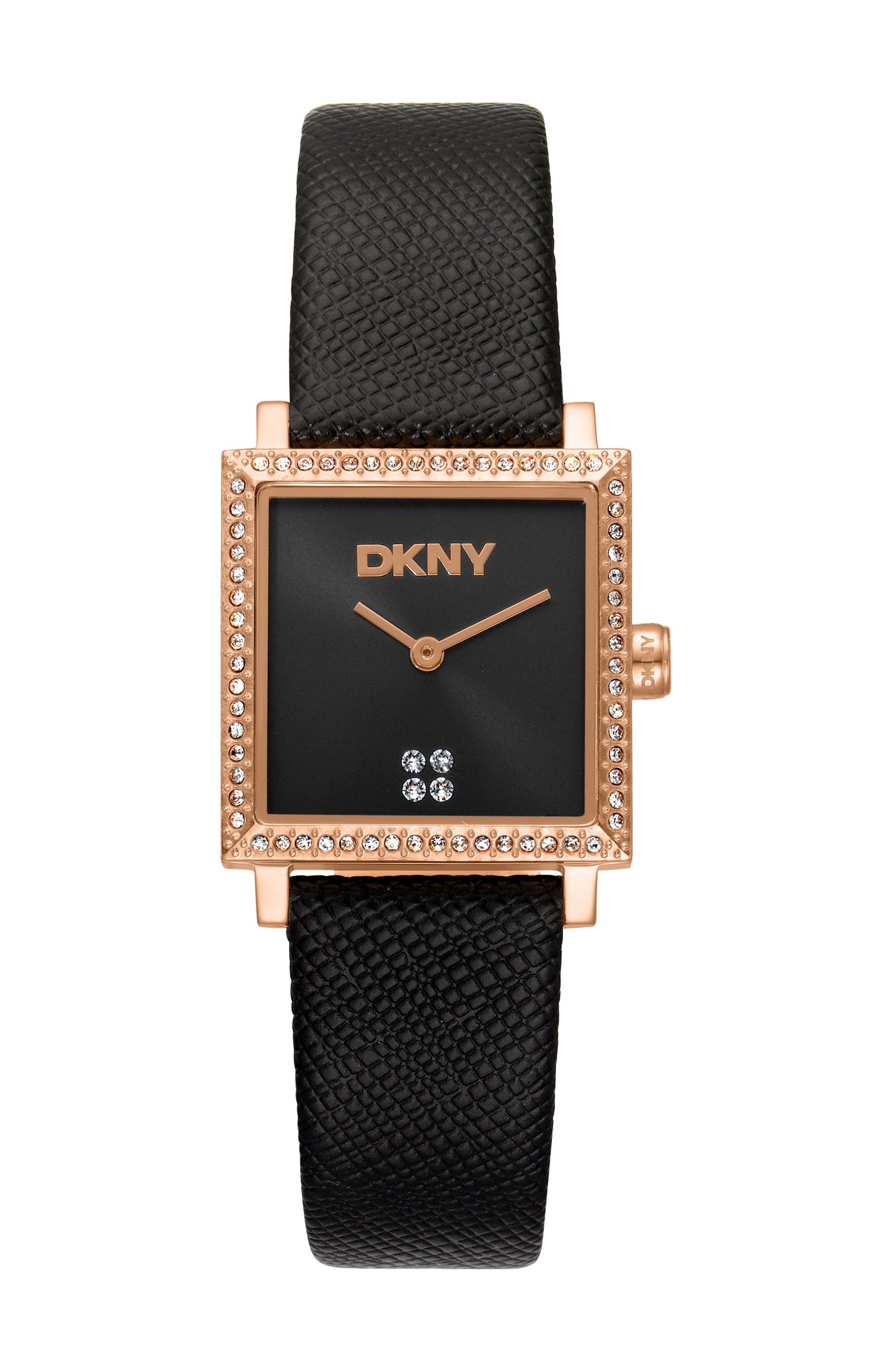 DK1L173L0055 Women's Milanese Black Dial Black Leather Strap Watch DKNY 