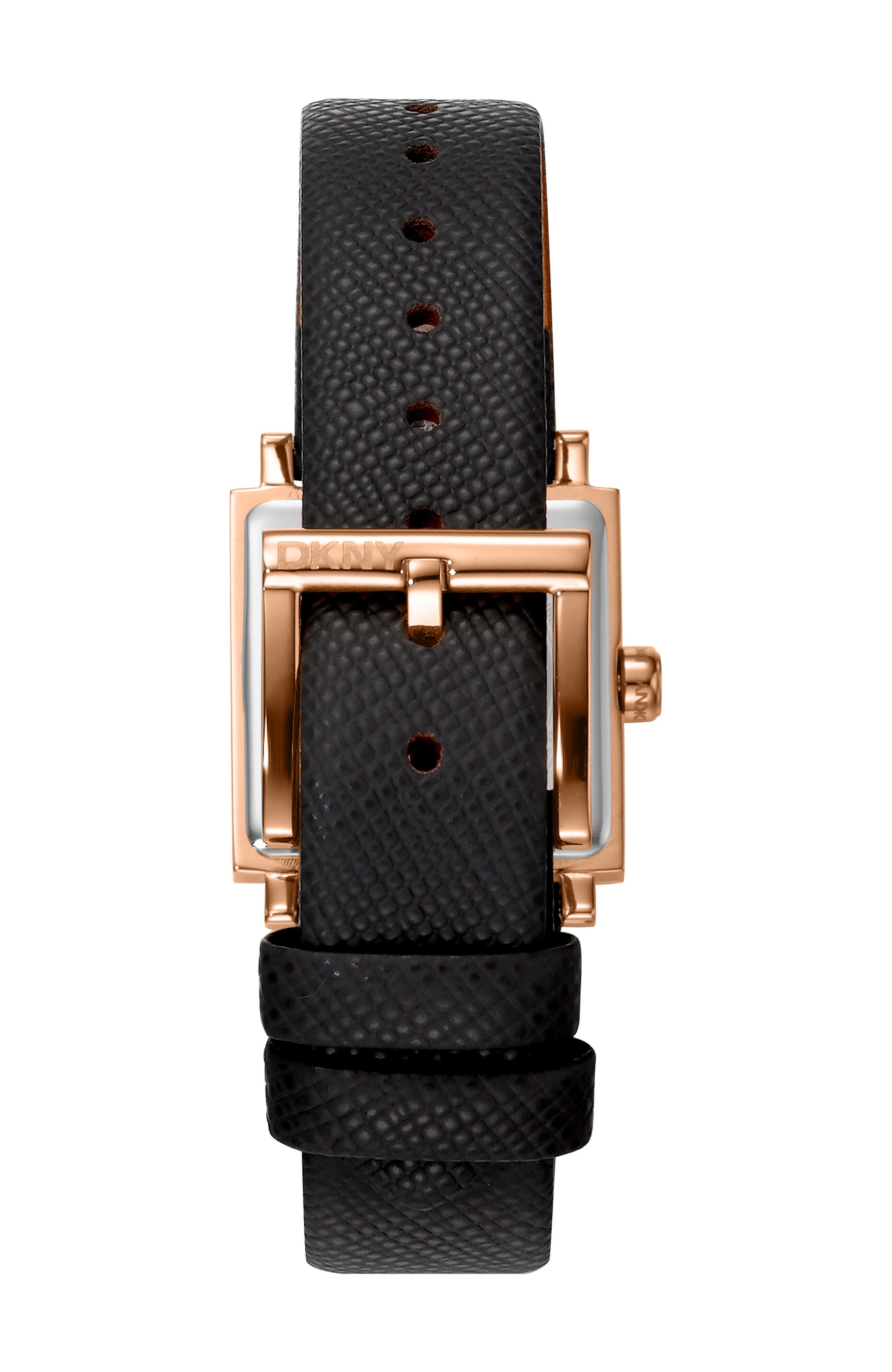 DK1L173L0055 Women's Milanese Black Dial Black Leather Strap Watch DKNY 