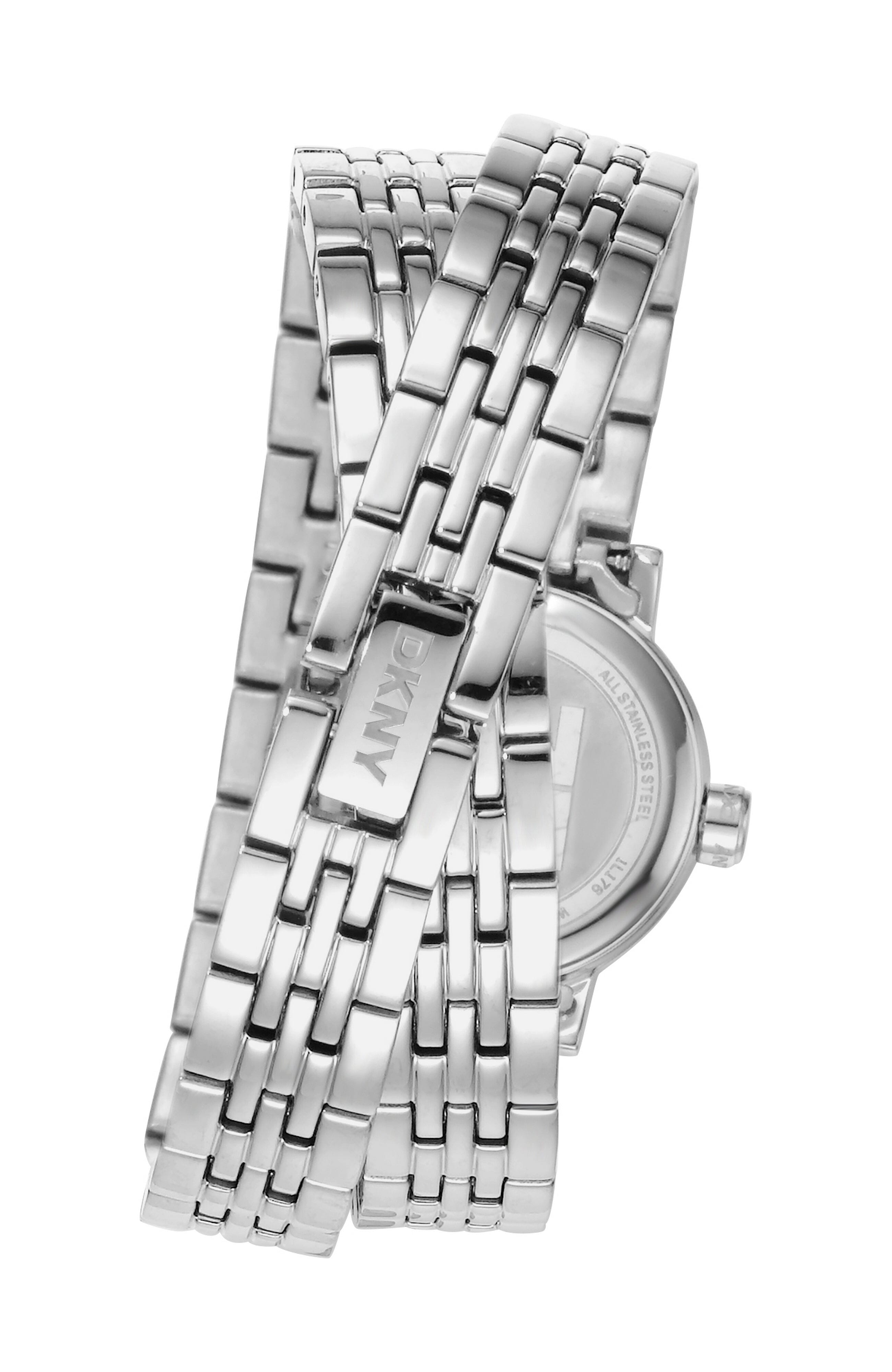 DK1L176M0025 Women's Mini Black Dial Stainless Steel Double Bracelet Watch DKNY 