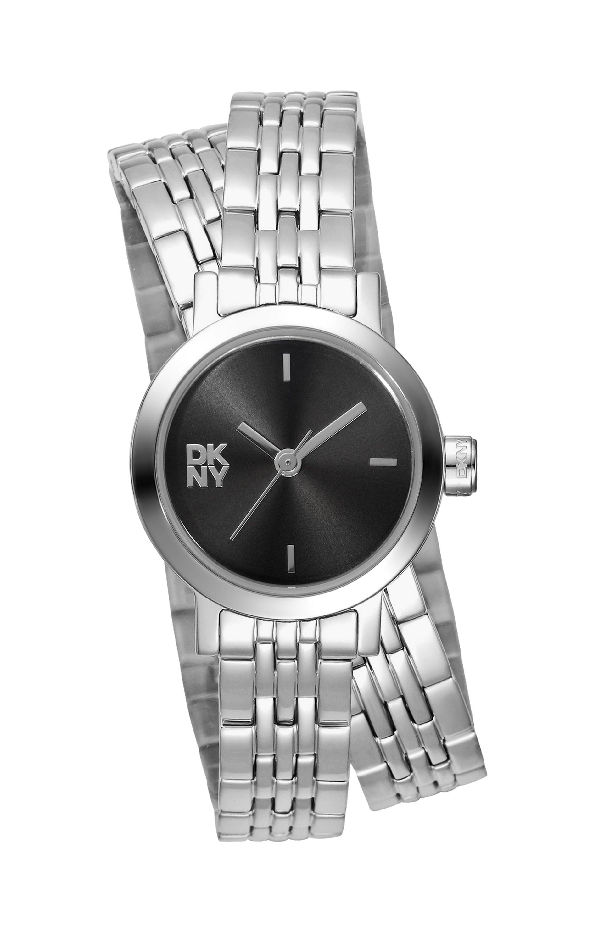 DK1L176M0025 Women's Mini Black Dial Stainless Steel Double Bracelet Watch DKNY 