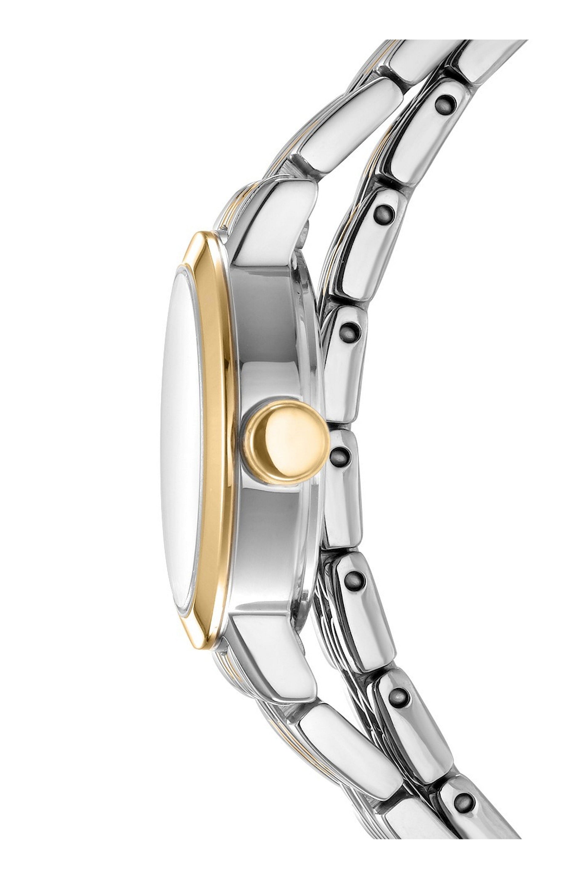 DK1L176M0065 Women's Mini Silver Dial Two-Tone Stainless Steel Double Bracelet Watch DKNY 
