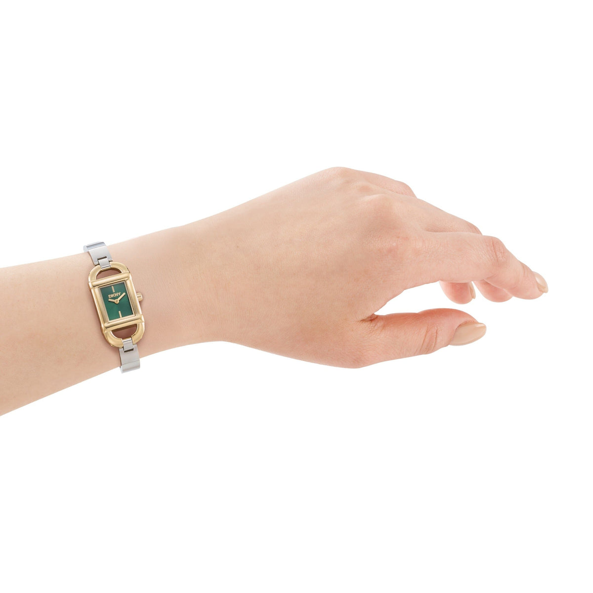DK1L179M0265 DKNY Women's Signature Shape Two Tone Silver & Gold Stainless Steel Bracelet Watch DKNY 