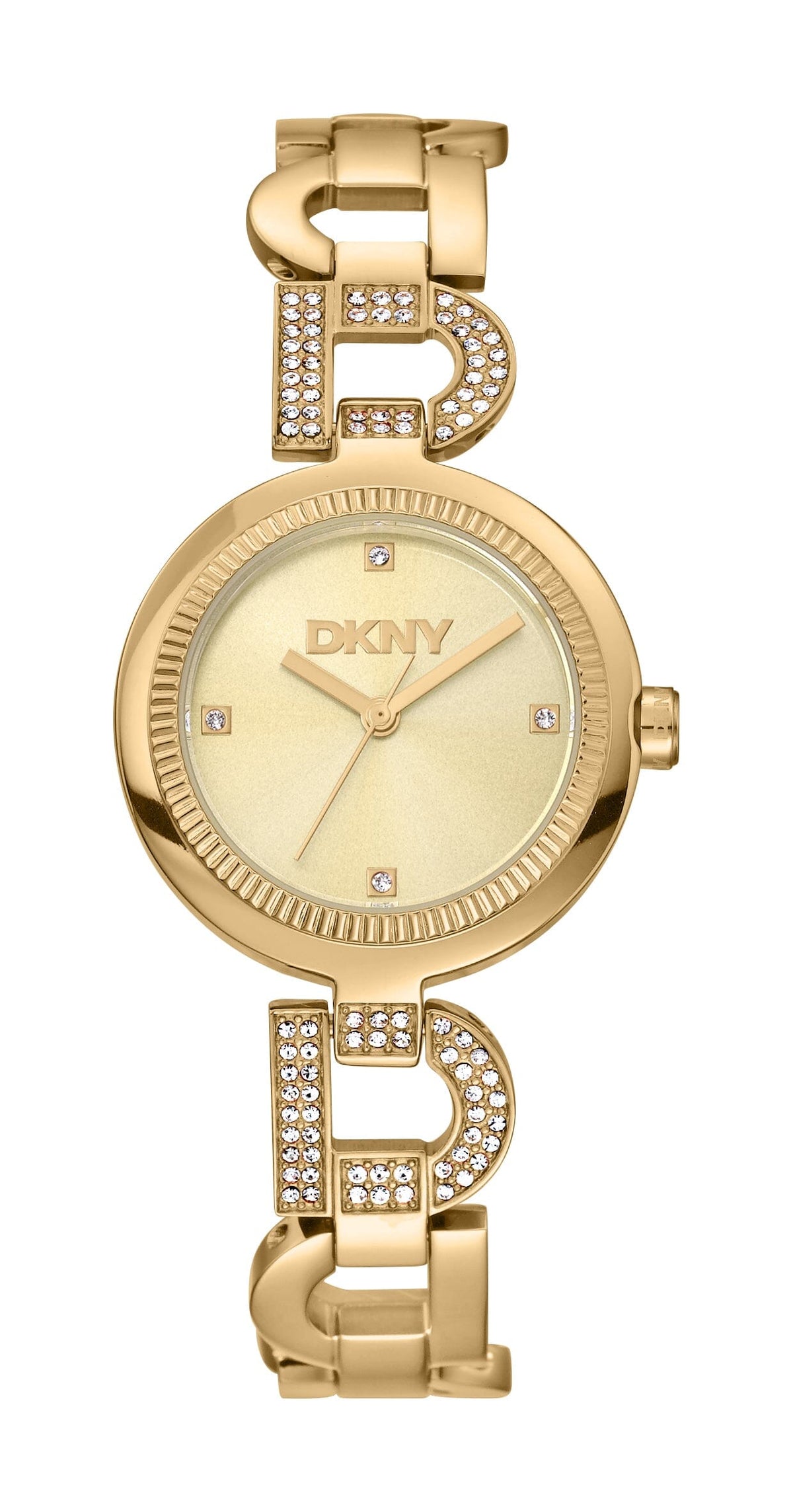 DK1L181M0035 DKNY Women's Evening Champagne Dial Gold Stainless Steel Bracelet Watch DKNY 