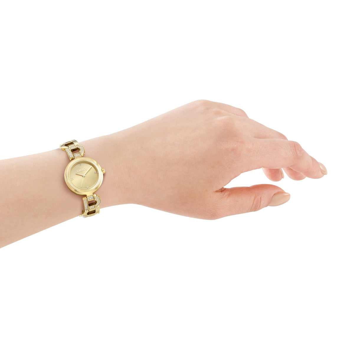 DK1L181M0035 DKNY Women's Evening Champagne Dial Gold Stainless Steel Bracelet Watch DKNY 