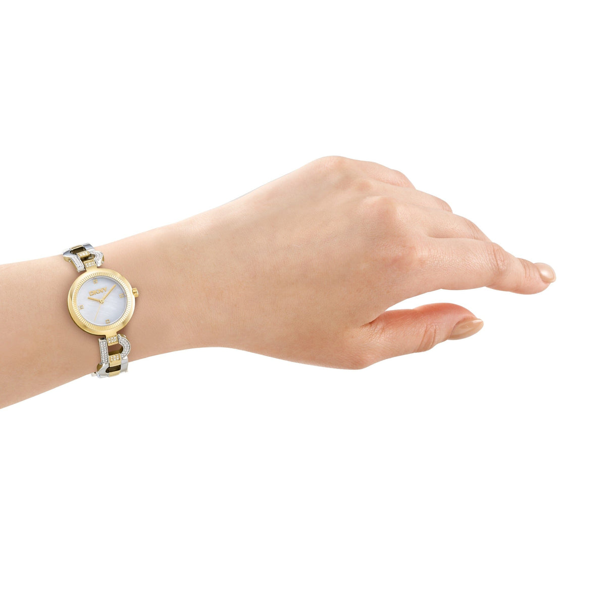 DK1L181M0055 DKNY Women's Evening Two Tone Silver & Gold Stainless Steel Bracelet Watch DKNY 