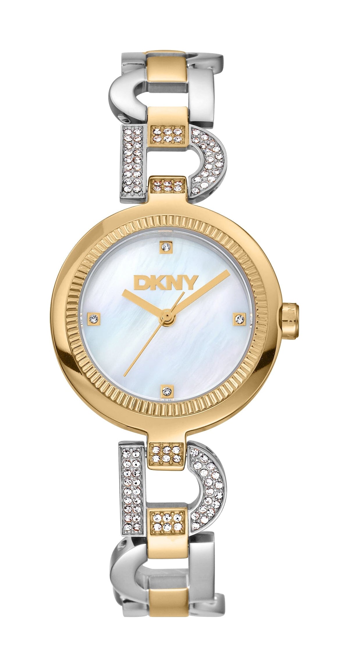 DK1L181M0055 DKNY Women's Evening Two Tone Silver & Gold Stainless Steel Bracelet Watch DKNY 