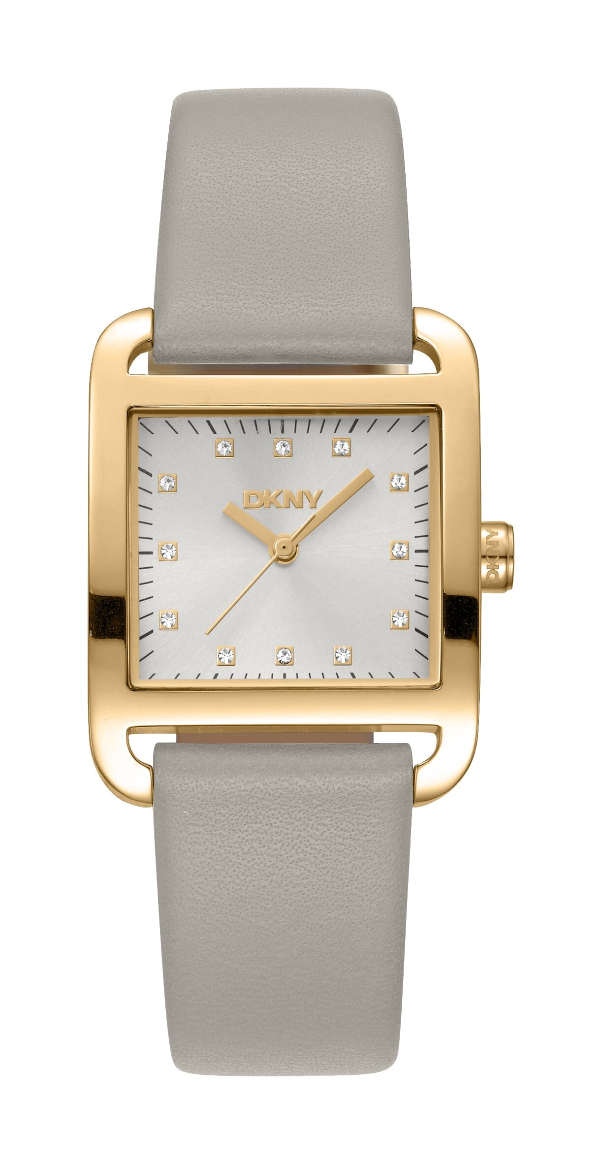 DK5L004L0025 DKNY Iconic Grey Leather Strap Gold Women's Watch 27 x 34.5mm Watches DKNY